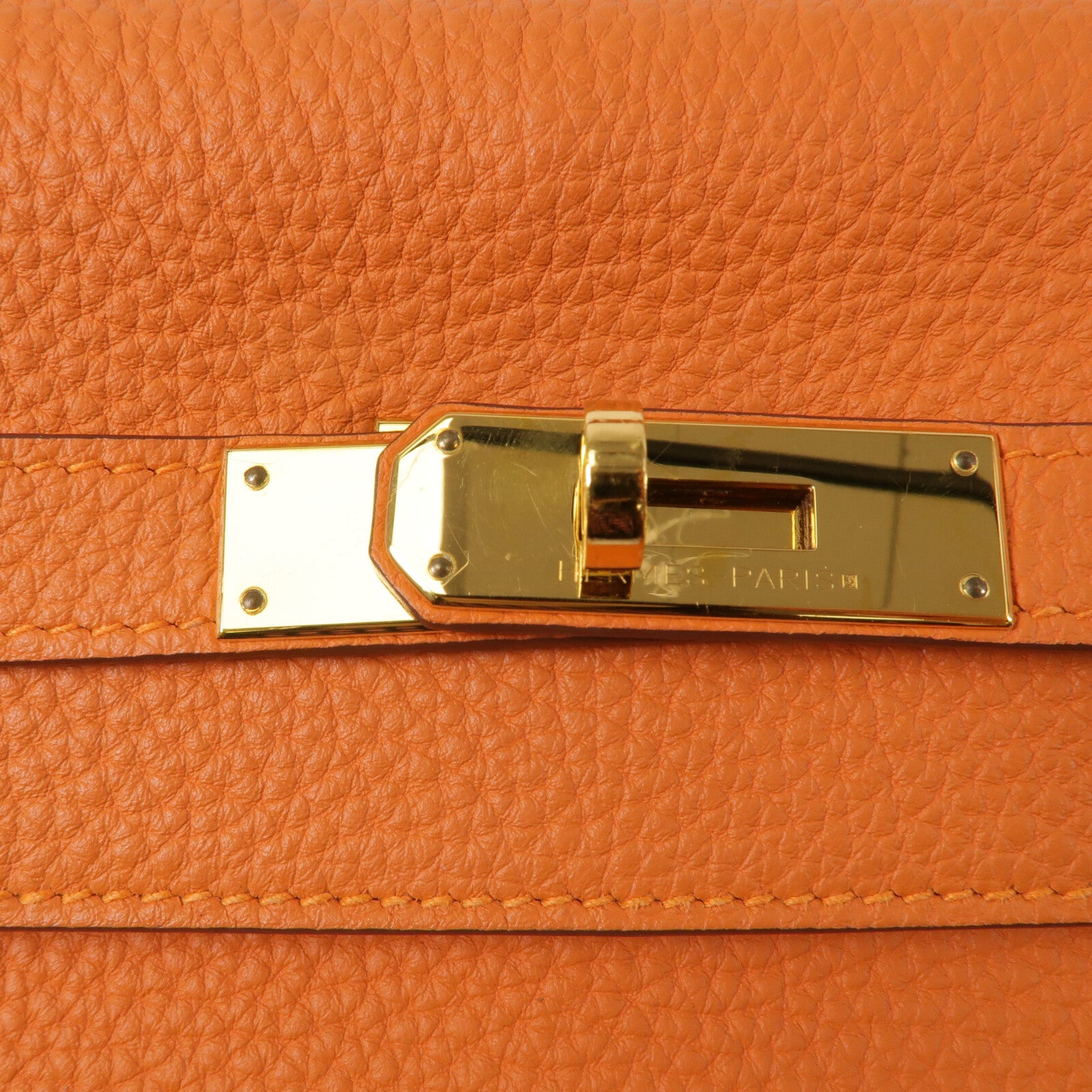HERMES Togo皮革Kelly 28手挽肩背兩用袋Orange