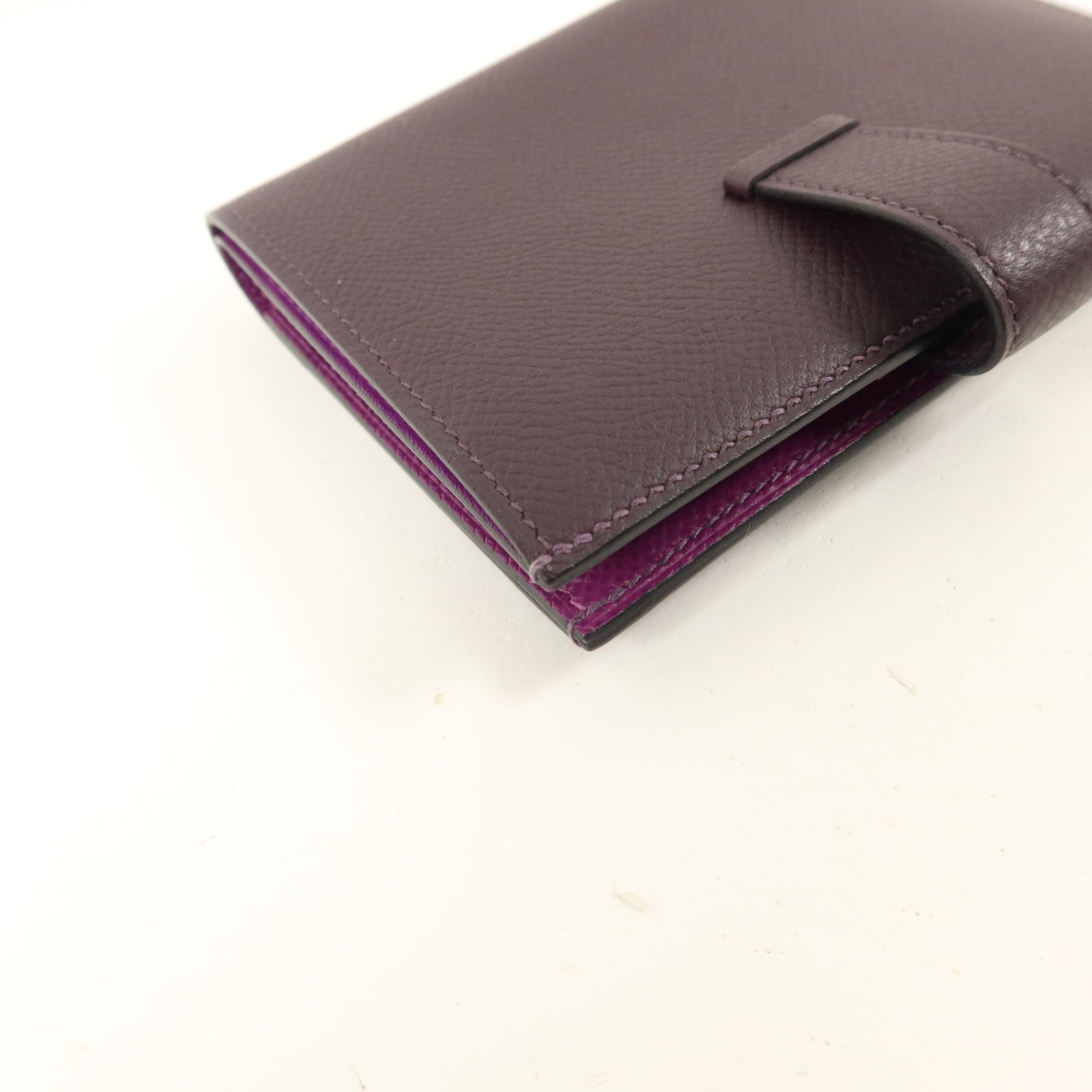 HERMES Epsom皮革Bearn Compact Wallet錢包Anemone/Raisin