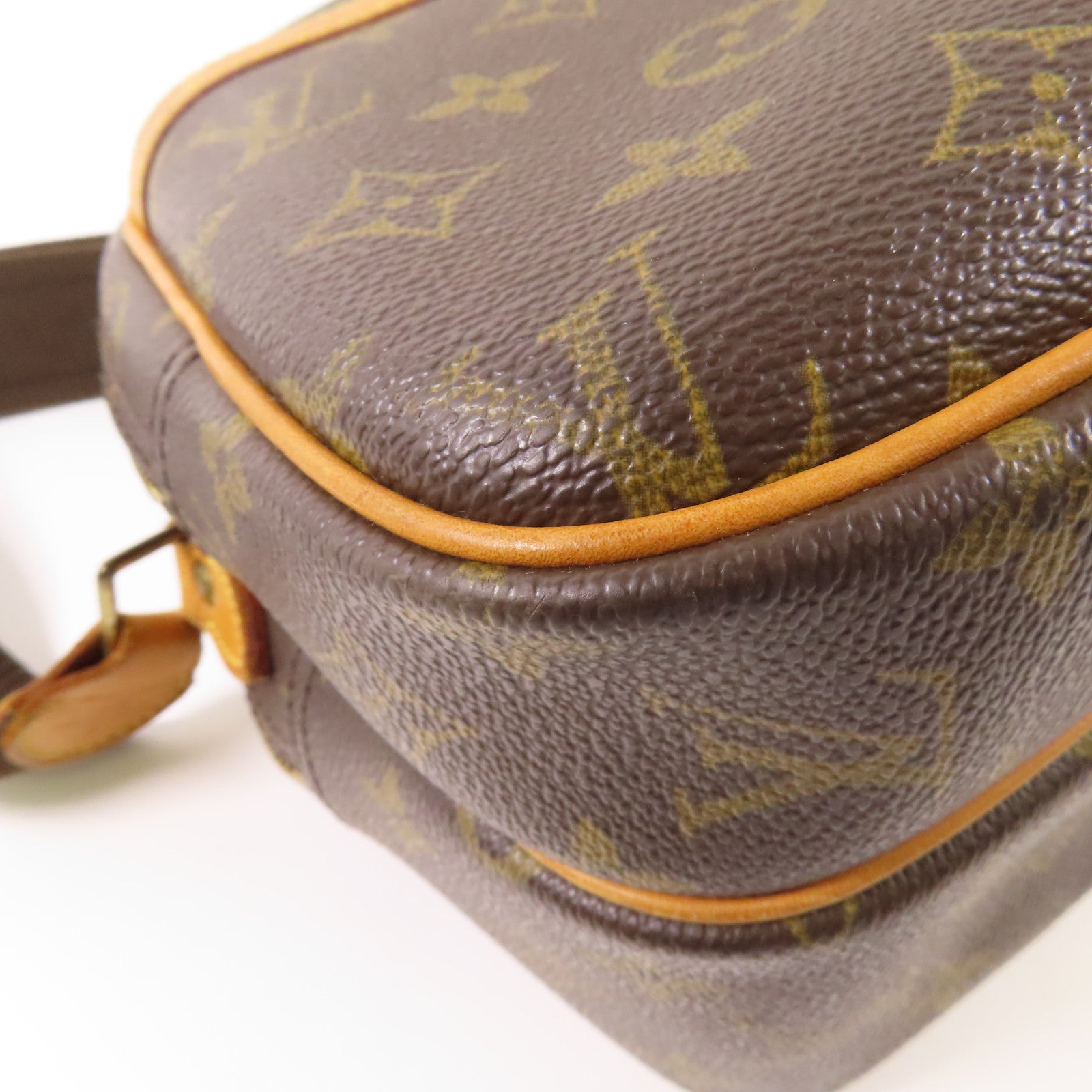 LOUIS VUITTON Monogram Reporter PM金扣肩背袋棕色