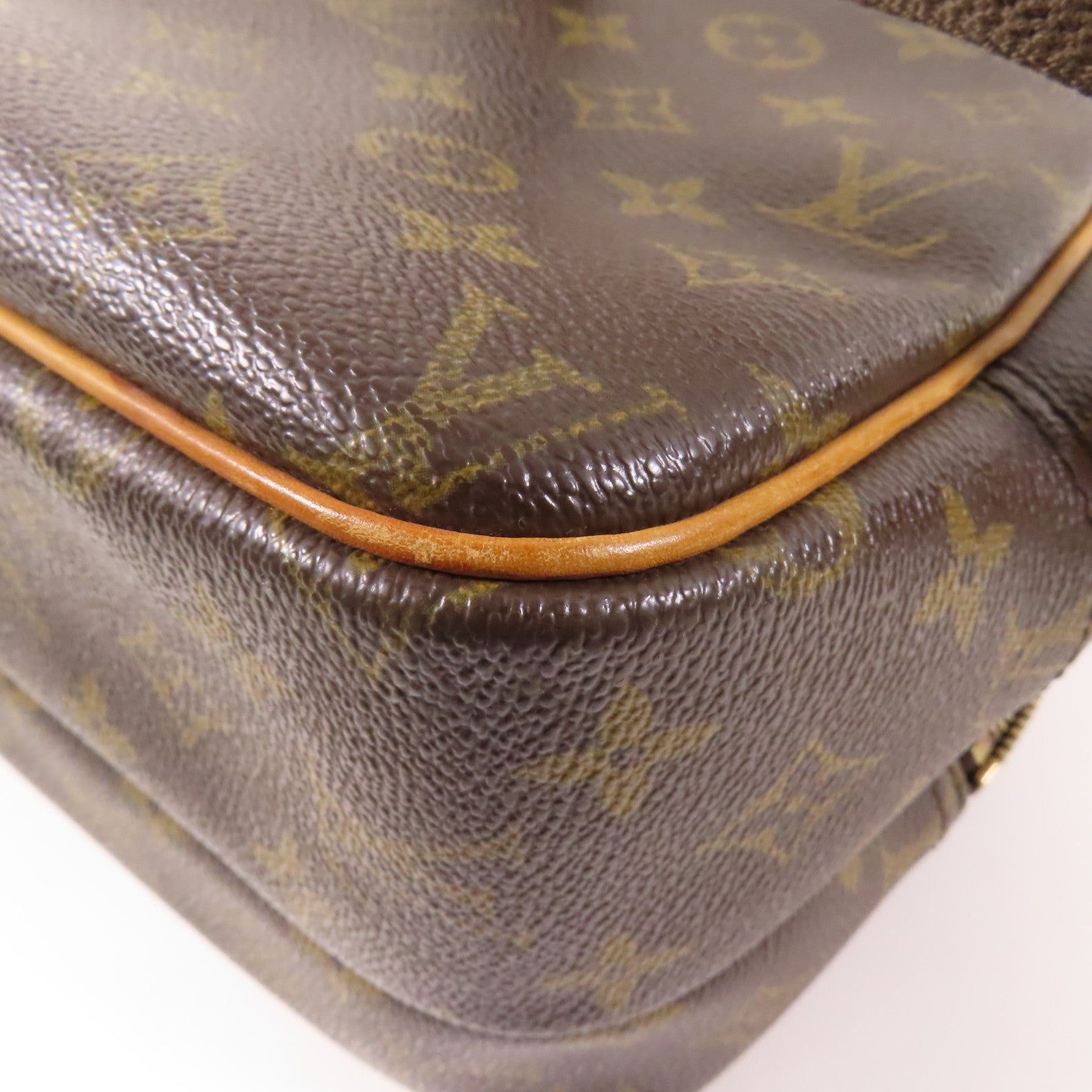 LOUIS VUITTON Monogram Reporter PM金扣肩背袋棕色