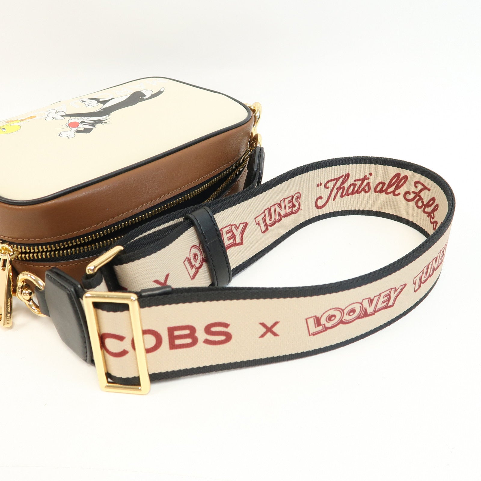 MARC JACOBS 牛皮皮革Camera Bag金扣肩背袋米色/啡色