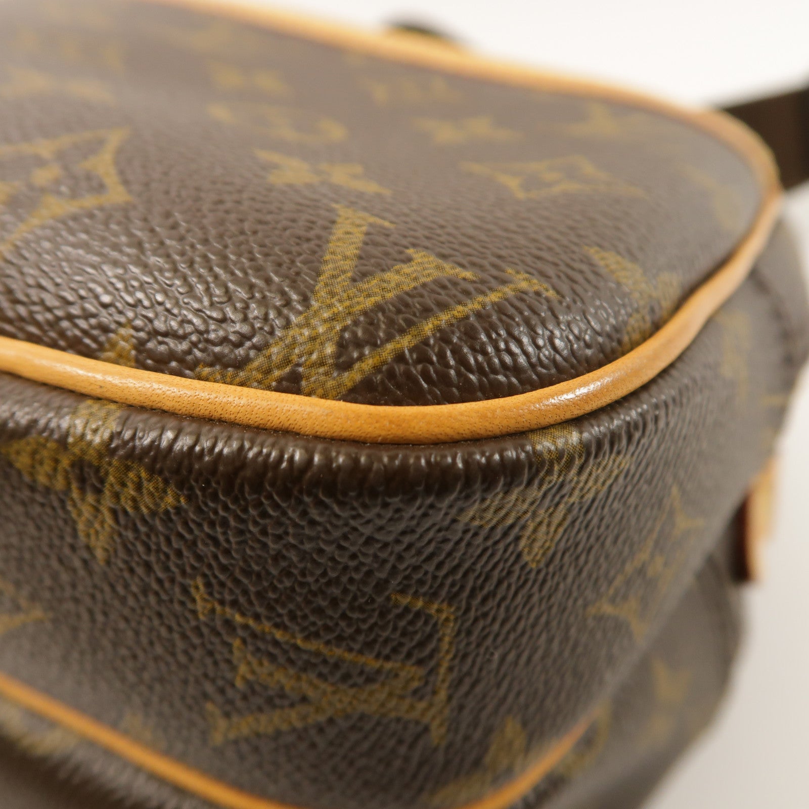 LOUIS VUITTON Monogram Reporter PM金扣肩背袋棕色