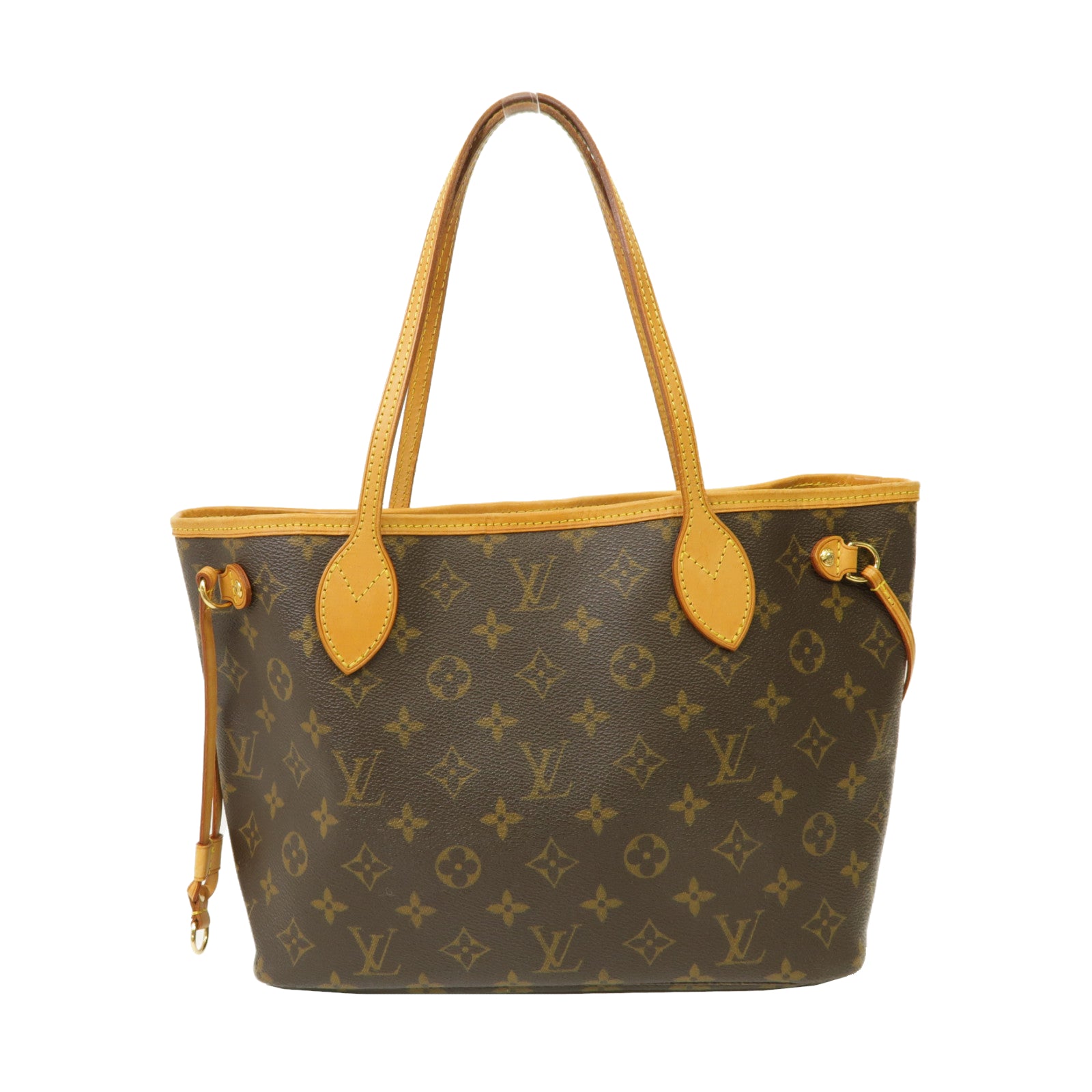 LOUIS VUITTON Monogram Neverfull PM金扣手挽袋啡色