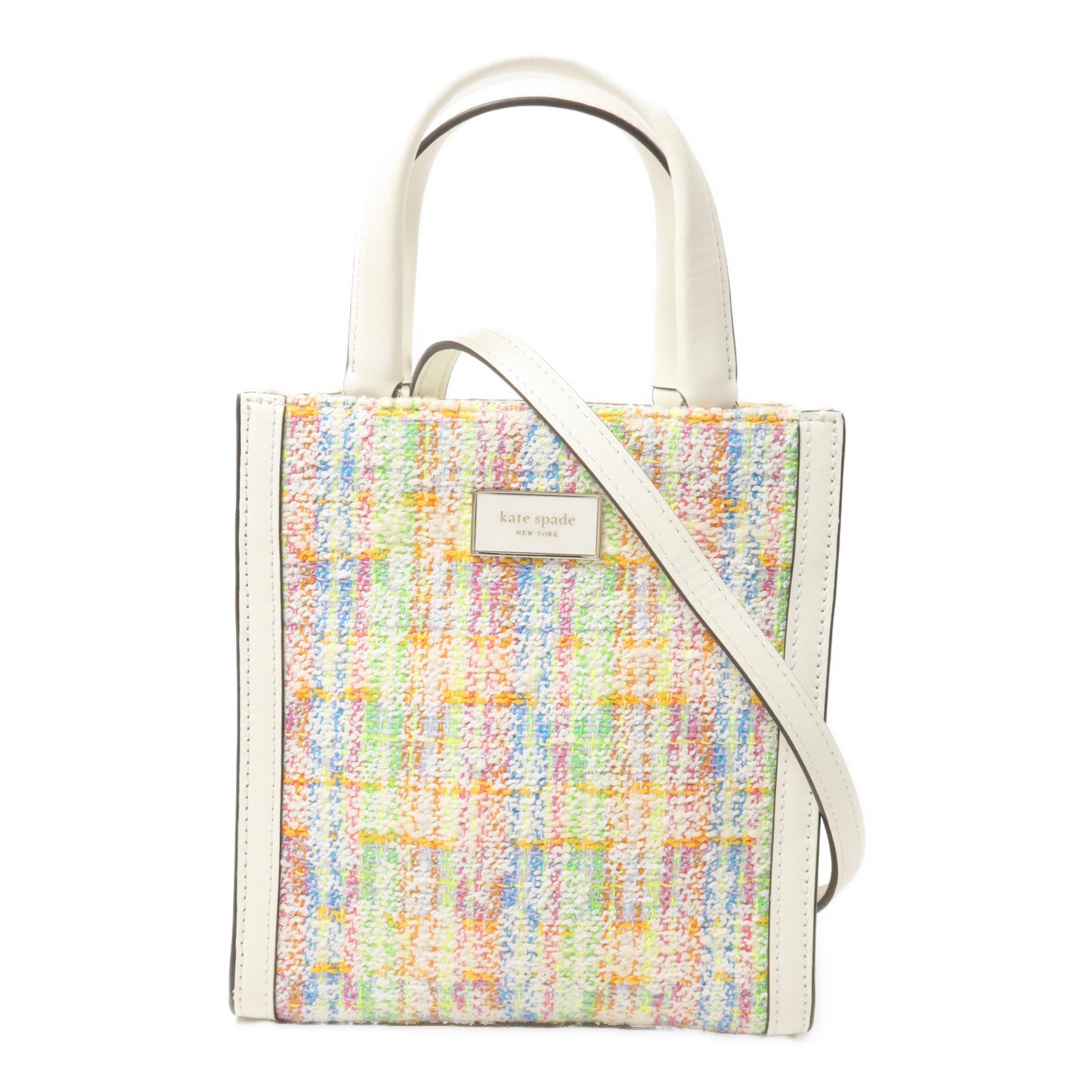 Kate Spade Tweed/牛皮皮革Manhattan Mini Tote手挽肩背兩用袋