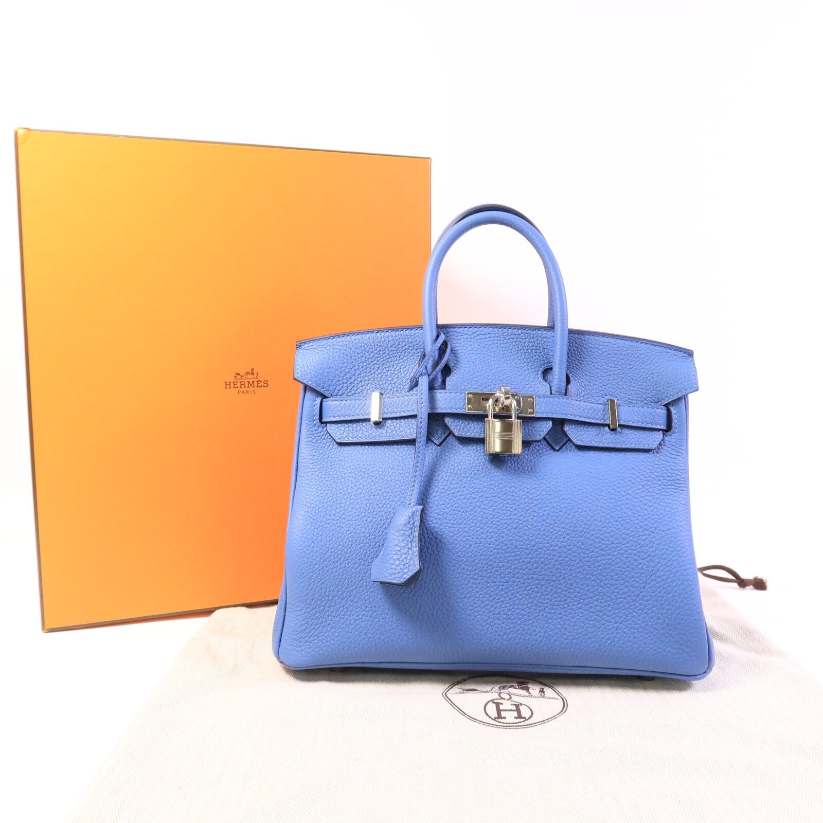 HERMES Togo皮革Birkin 25手挽袋Bleu Azur