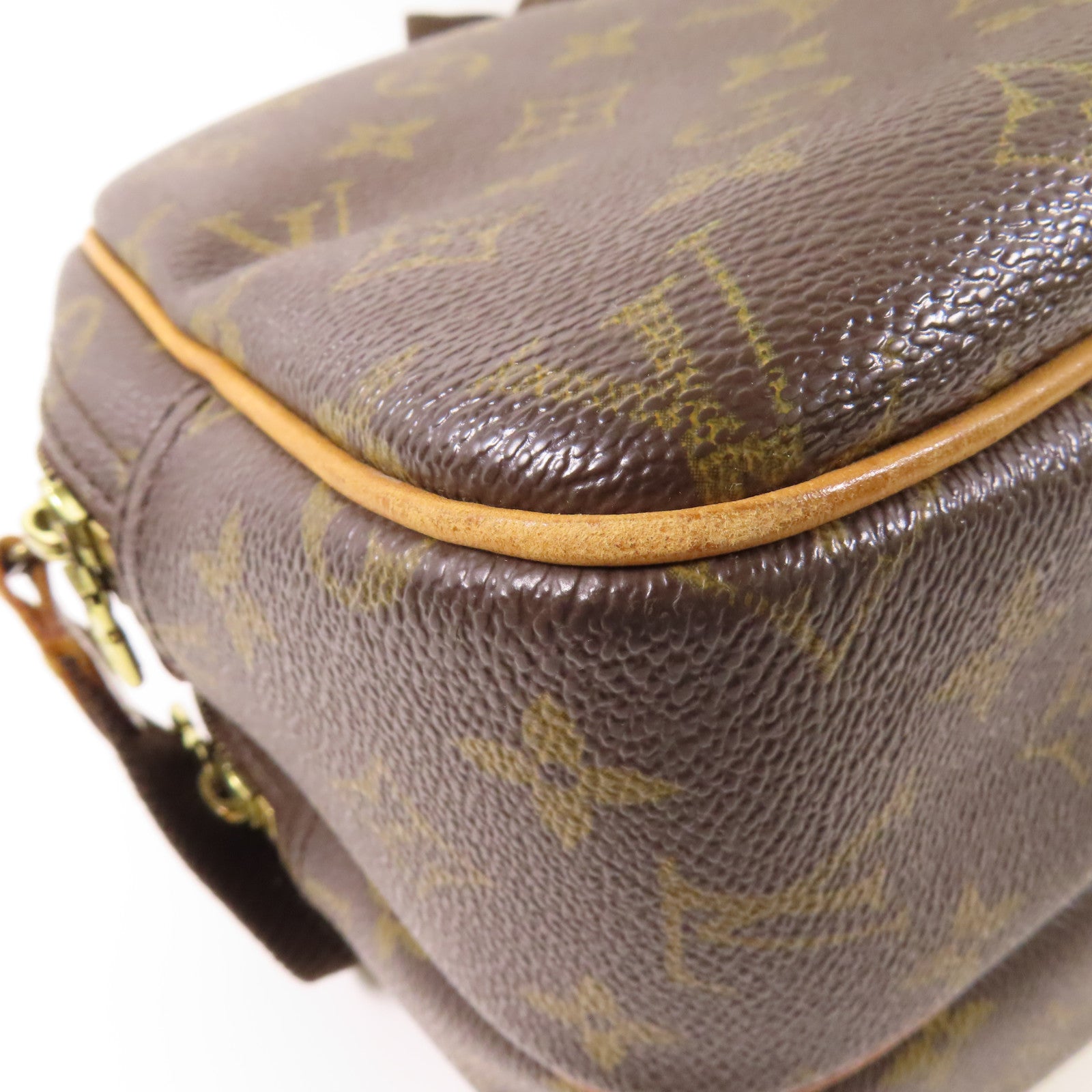 LOUIS VUITTON Monogram Reporter PM金扣肩背袋棕色