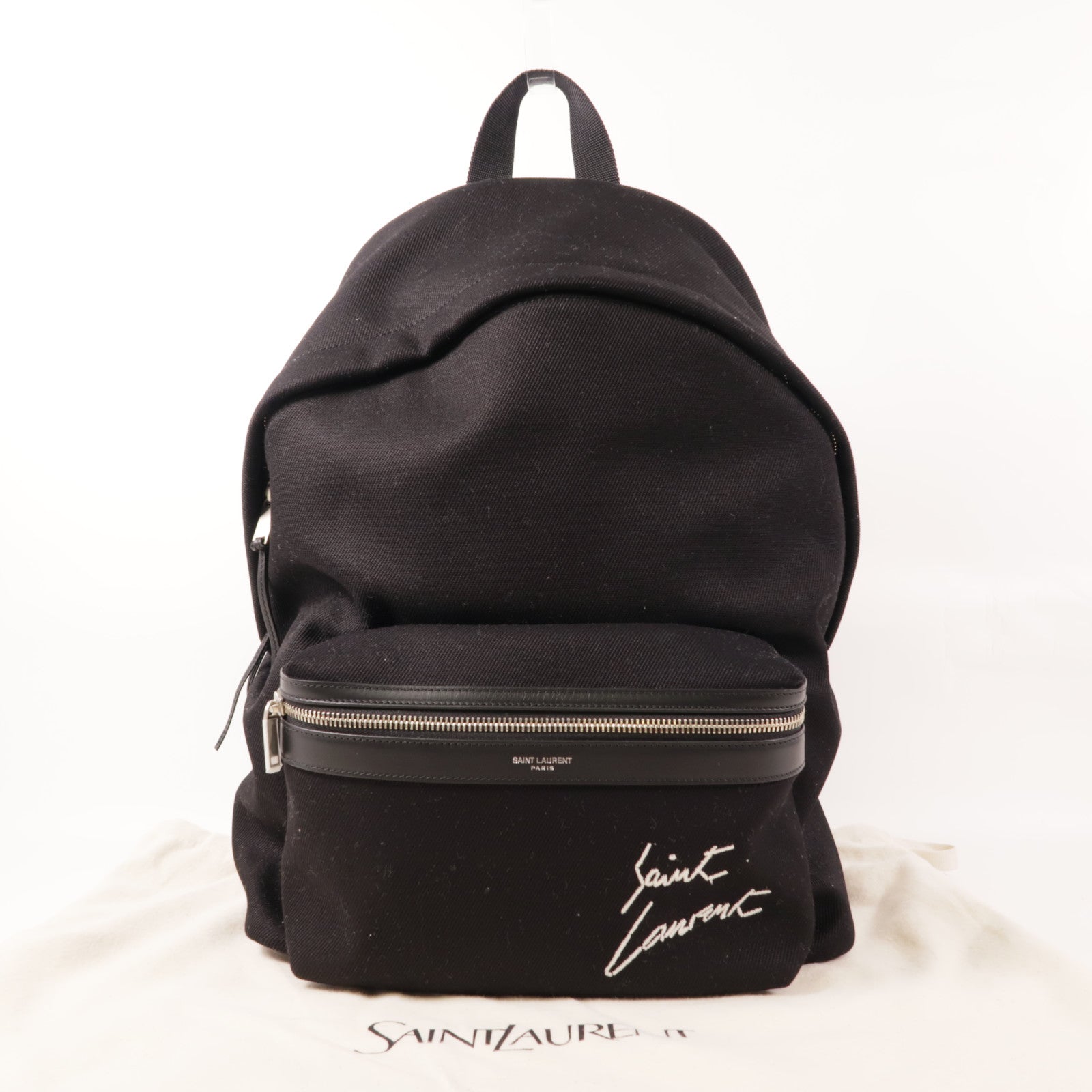 SAINT LAURENT YSL SHW City Backpack Rucksack 534968 Canvas Black