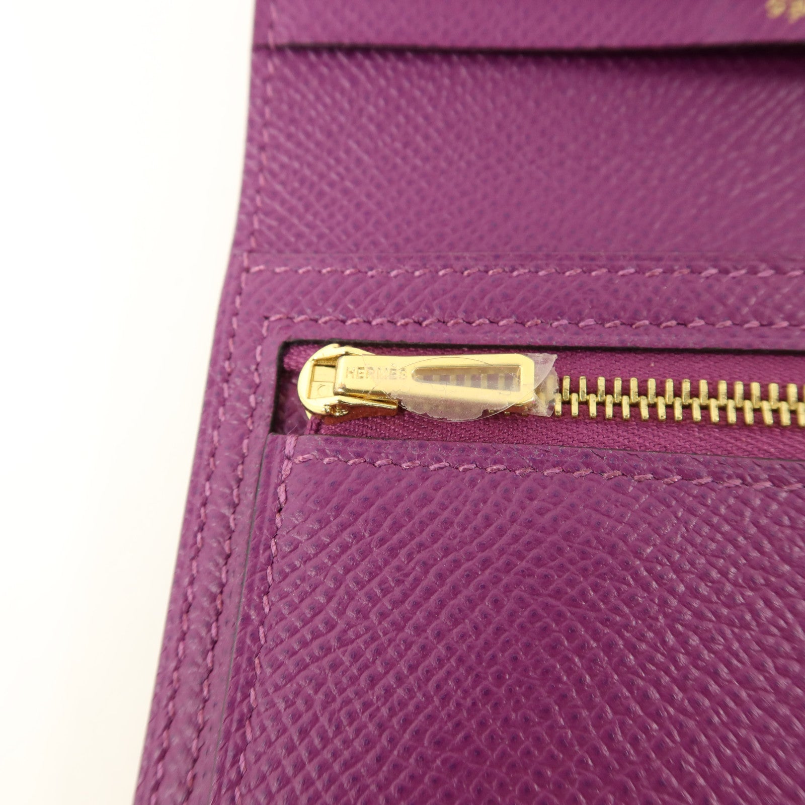 HERMES Epsom皮革Bearn Compact Wallet錢包Anemone/Raisin