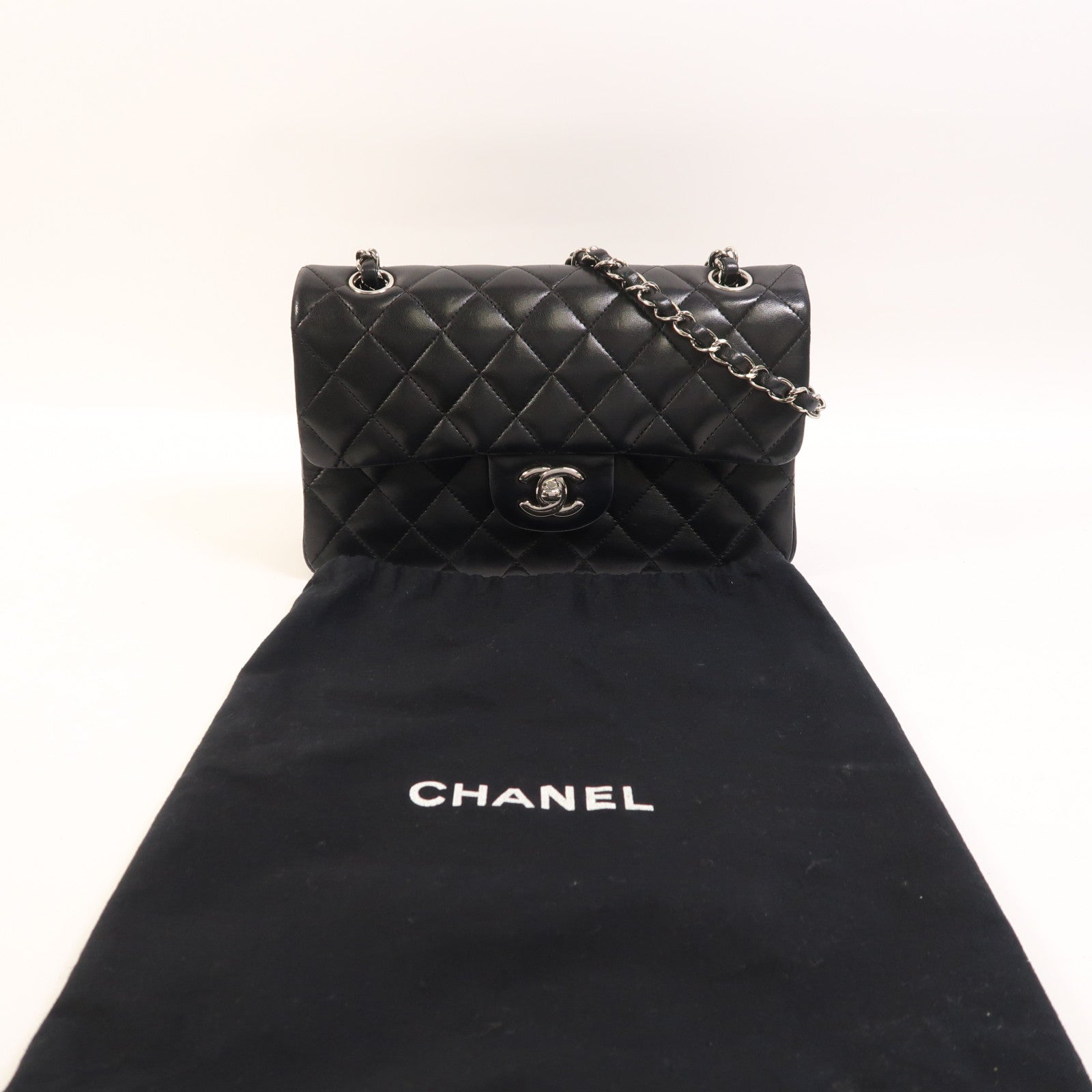 CHANEL 羊皮皮革Classic 23銀扣鏈帶肩背袋