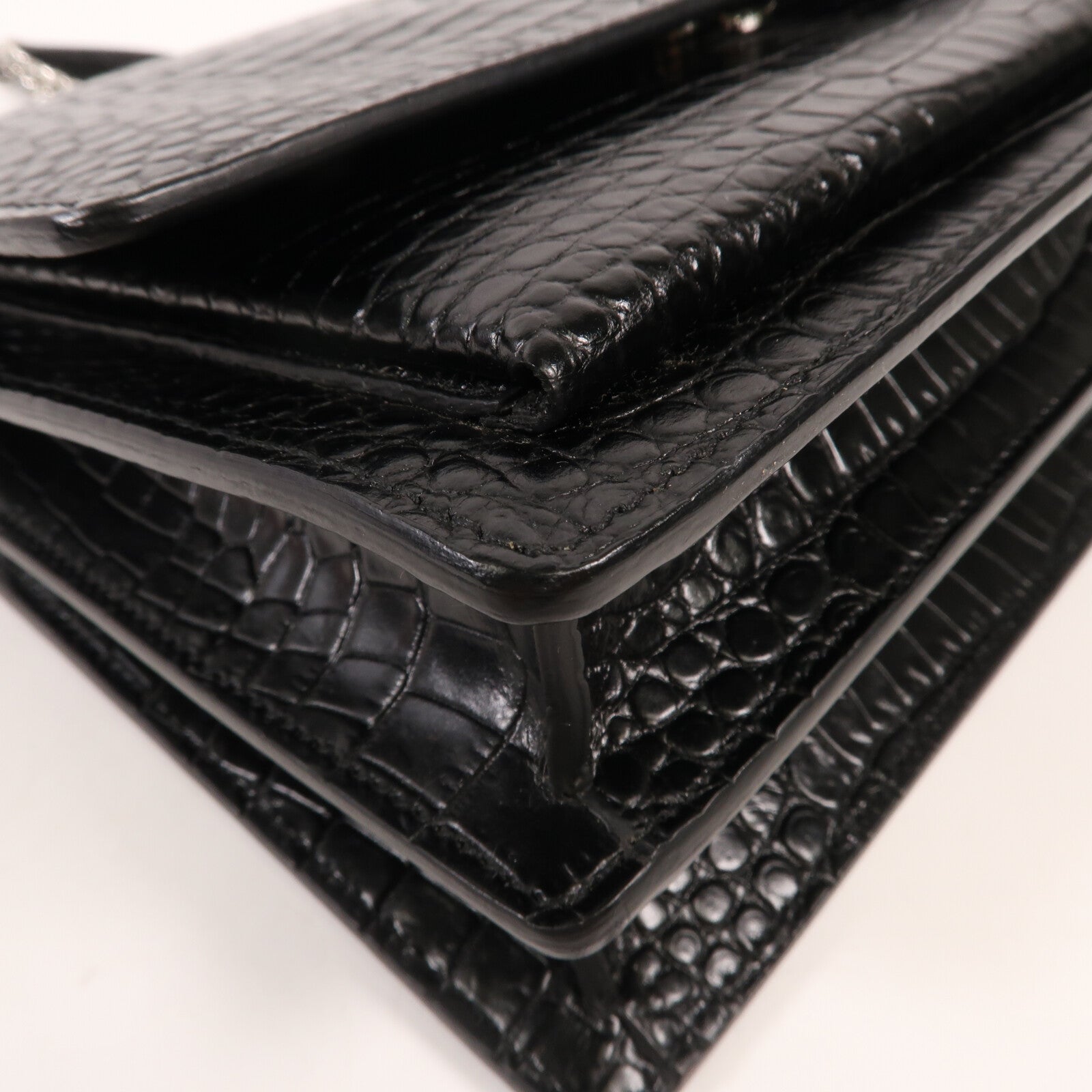 SAINT LAURENT 牛皮皮革Shoulder Bag銀扣肩背袋