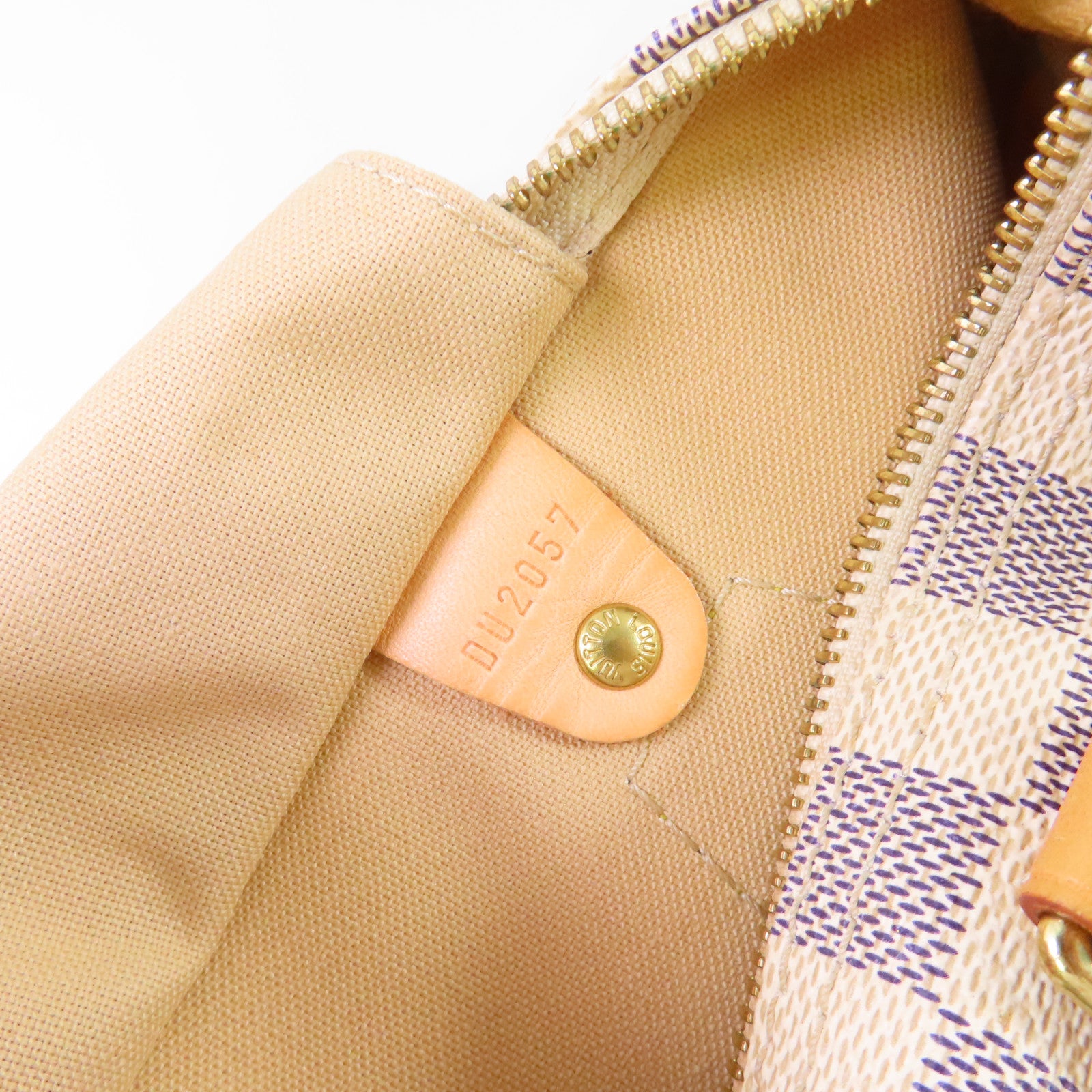 LOUIS VUITTON Damier Azur Speedy 30 Hand Bag金扣手挽袋米白色