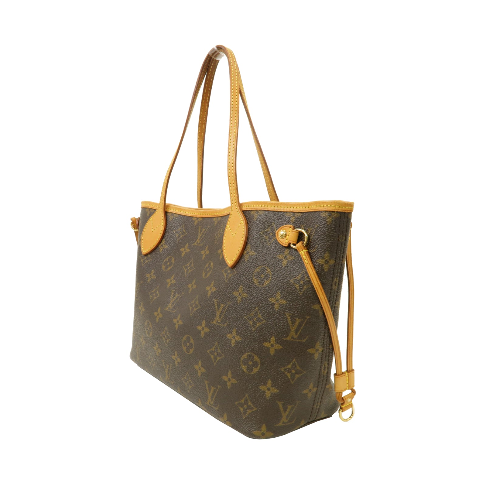 LOUIS VUITTON Monogram Neverfull PM金扣手挽袋啡色