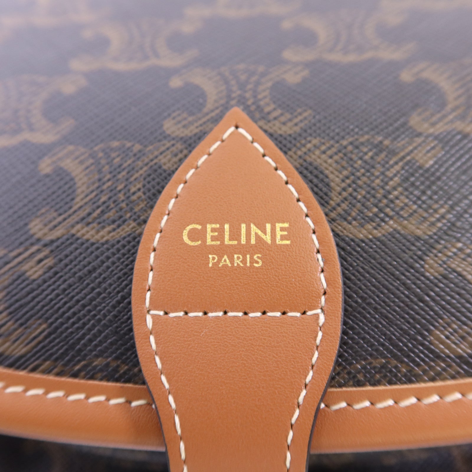 CELINE 塗層帆布Medium Folco in Triomphe金扣肩背袋