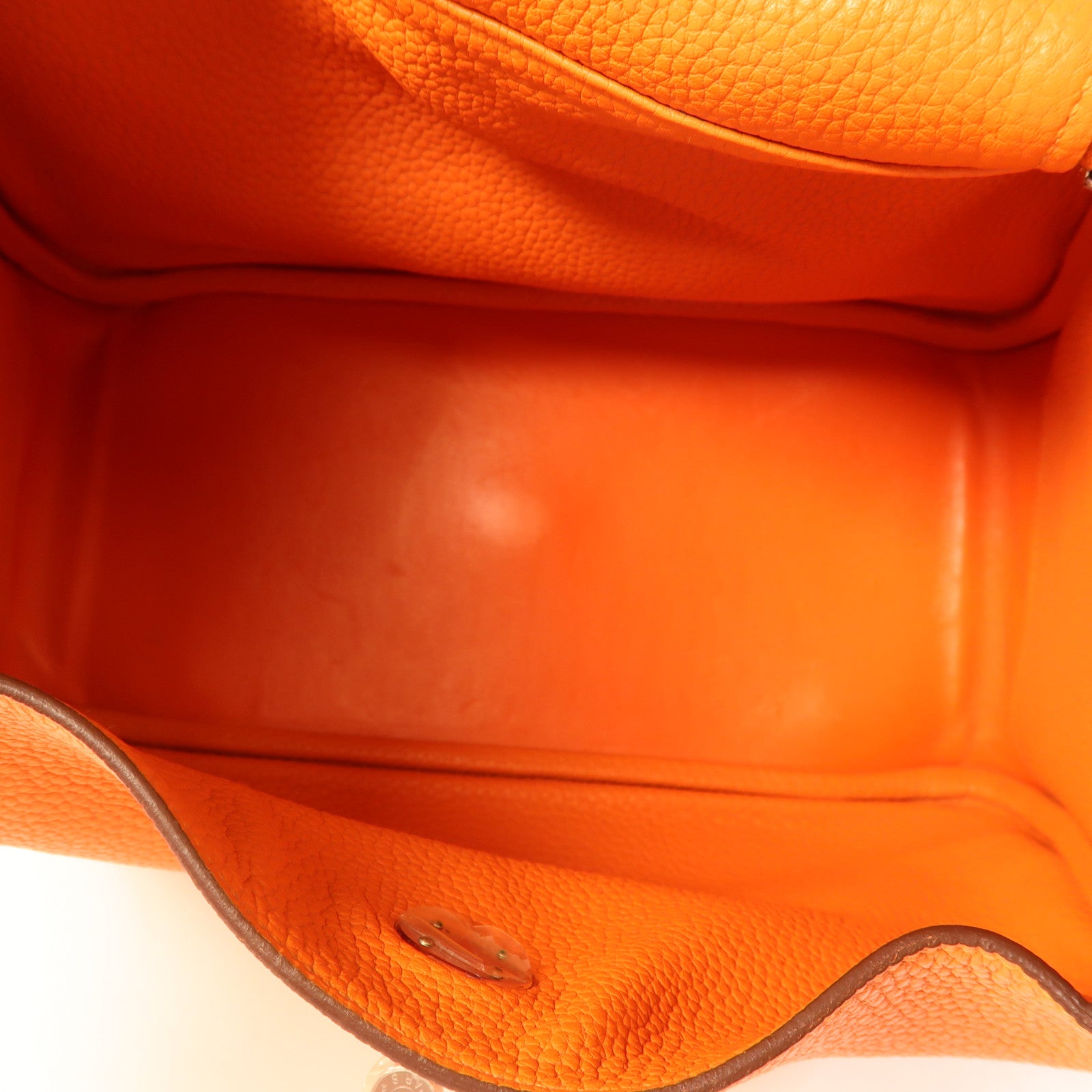 HERMES Clemence皮革Lindy 30銀扣手挽肩背兩用袋Orange