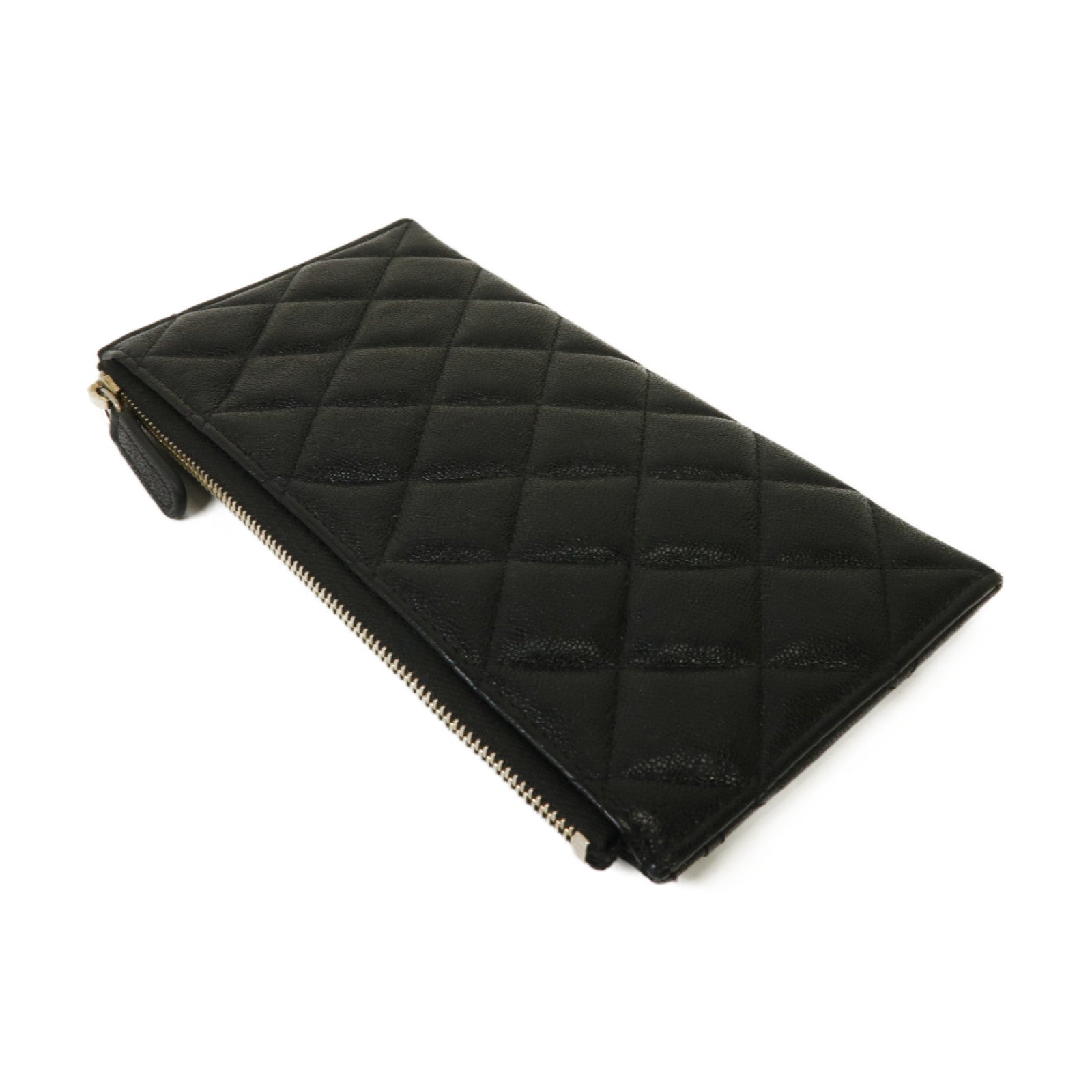 CHANEL Caviar皮革Boy Clutch Bag金扣手拿包黒色
