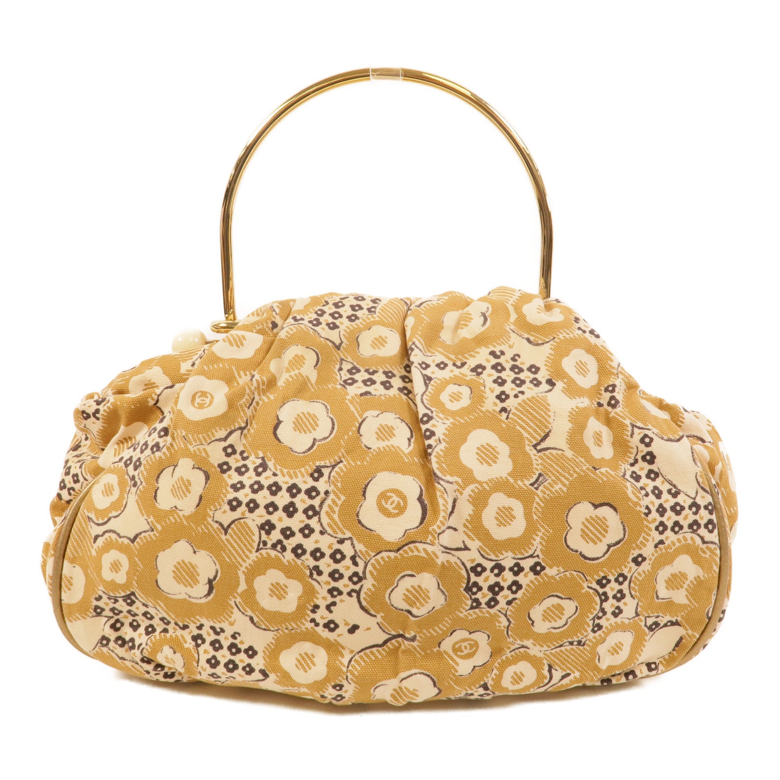 CHANEL 帆布Vintage Camellia Coco Mark手挽袋