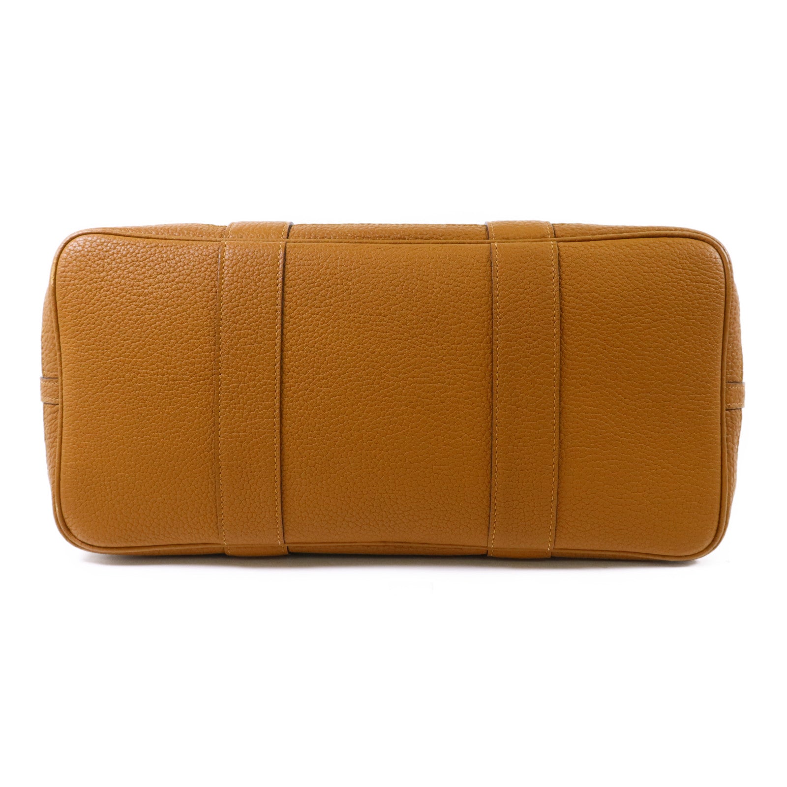 HERMES Negonda皮革/帆布Garden Party PM銀扣手挽袋Vert Criquet/Ocre