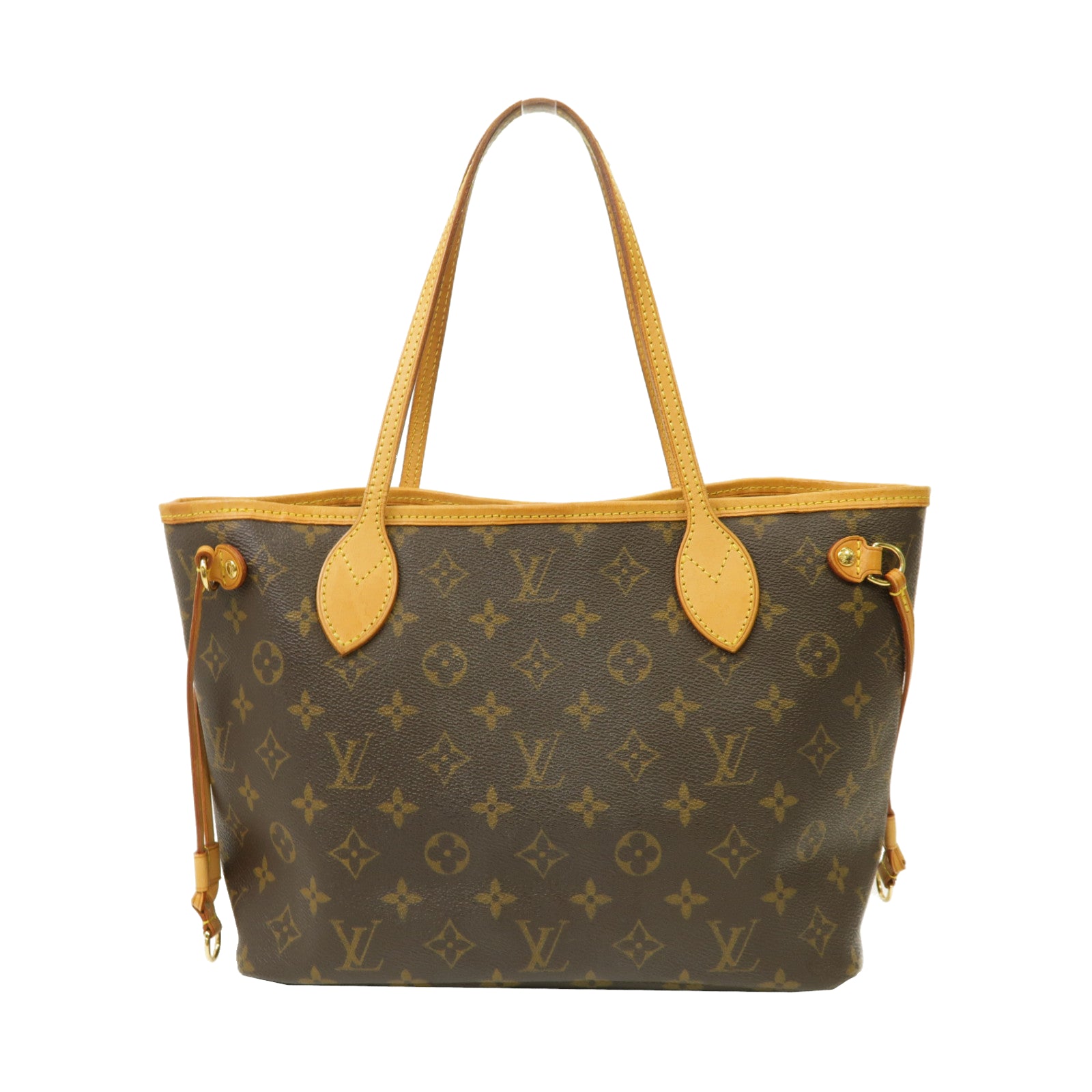 LOUIS VUITTON Monogram Neverfull PM金扣手挽袋啡色