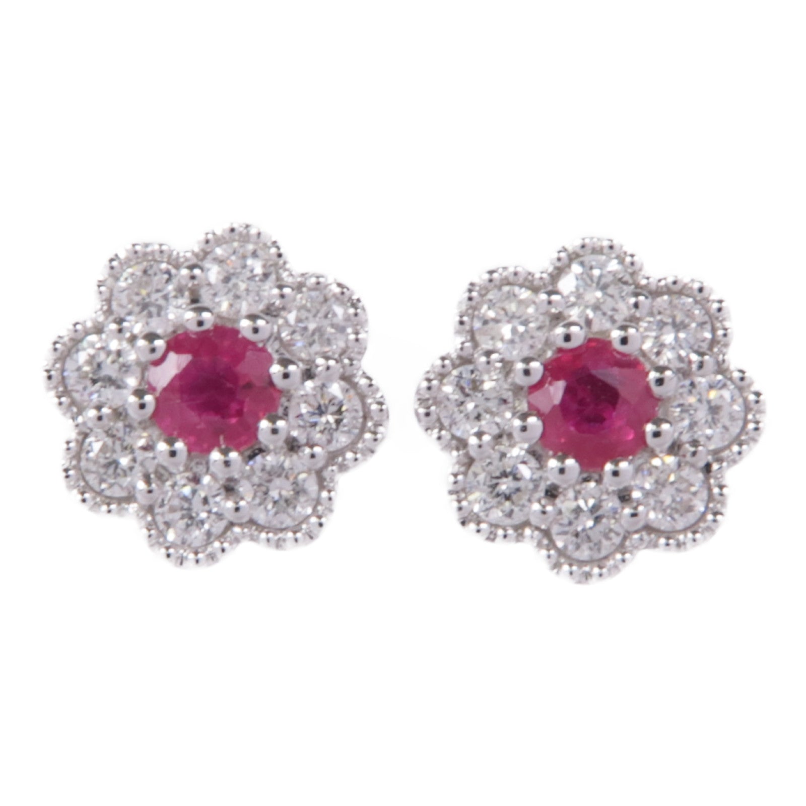 JEWELRY 【激減優惠】18K白金Ruby/Diamond Earrings紅寶石/鑽石耳環
