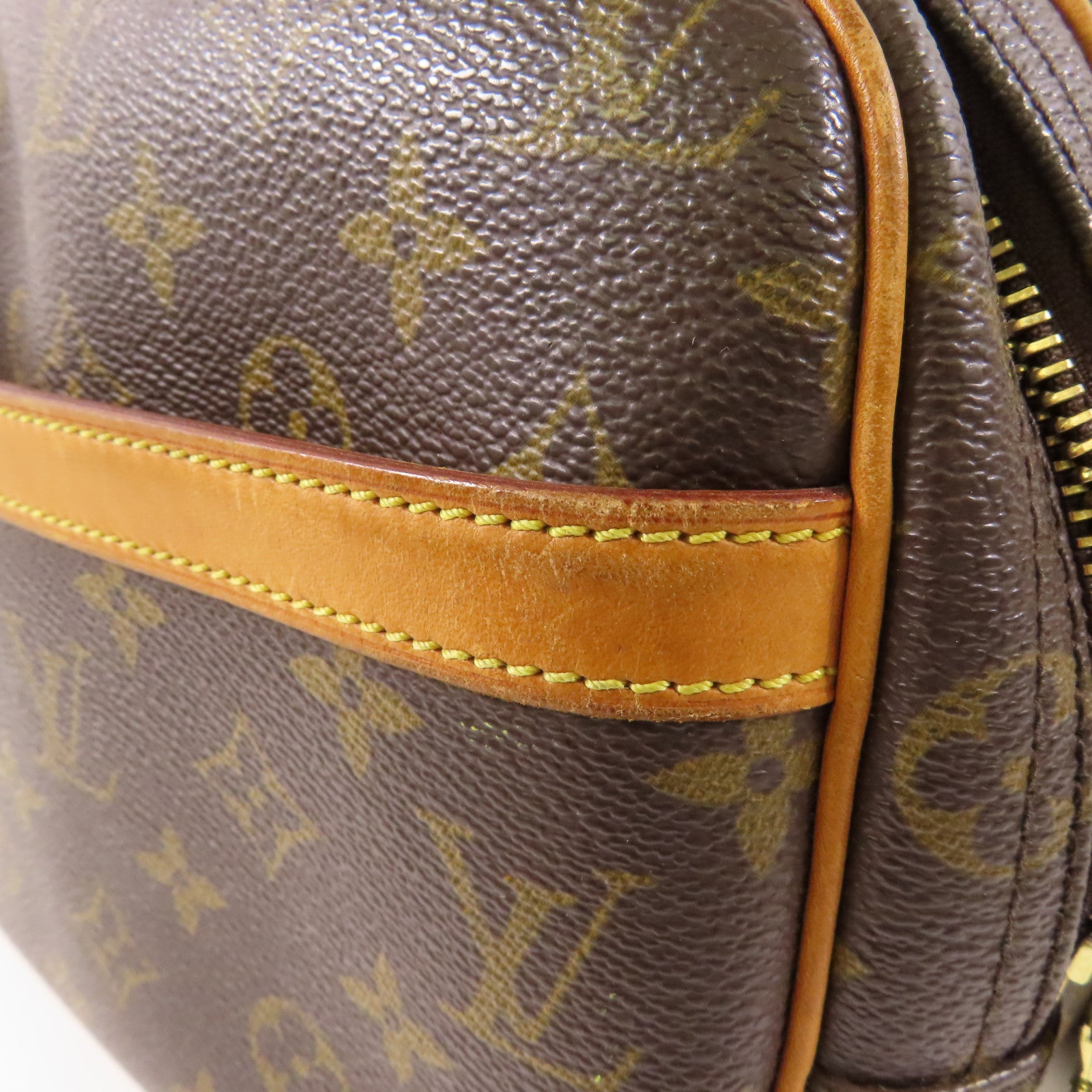 LOUIS VUITTON Monogram Reporter PM金扣肩背袋棕色