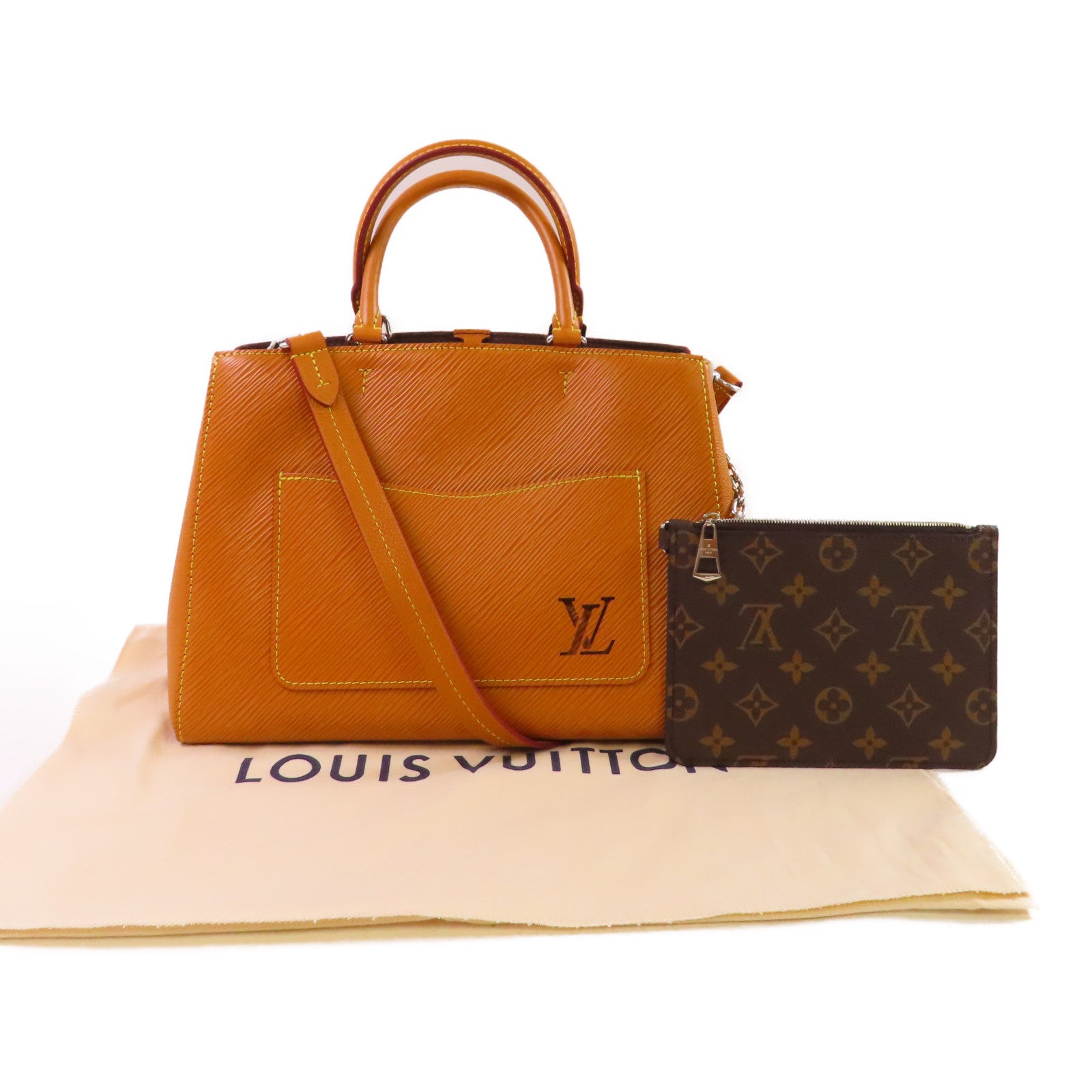 LOUIS VUITTON Epi Marelle Tote MM 2Way Shoulder Bag銀扣手挽肩背兩用袋啡色
