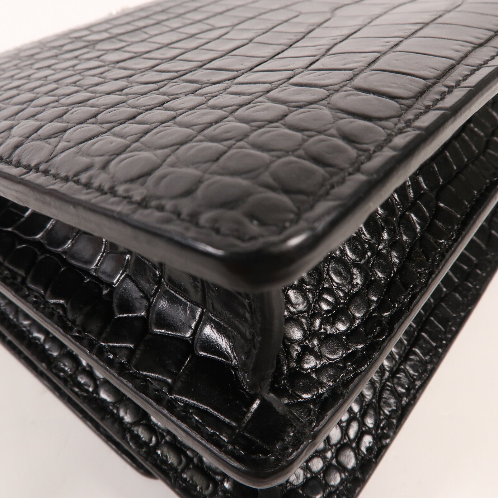 SAINT LAURENT 牛皮皮革Shoulder Bag銀扣肩背袋