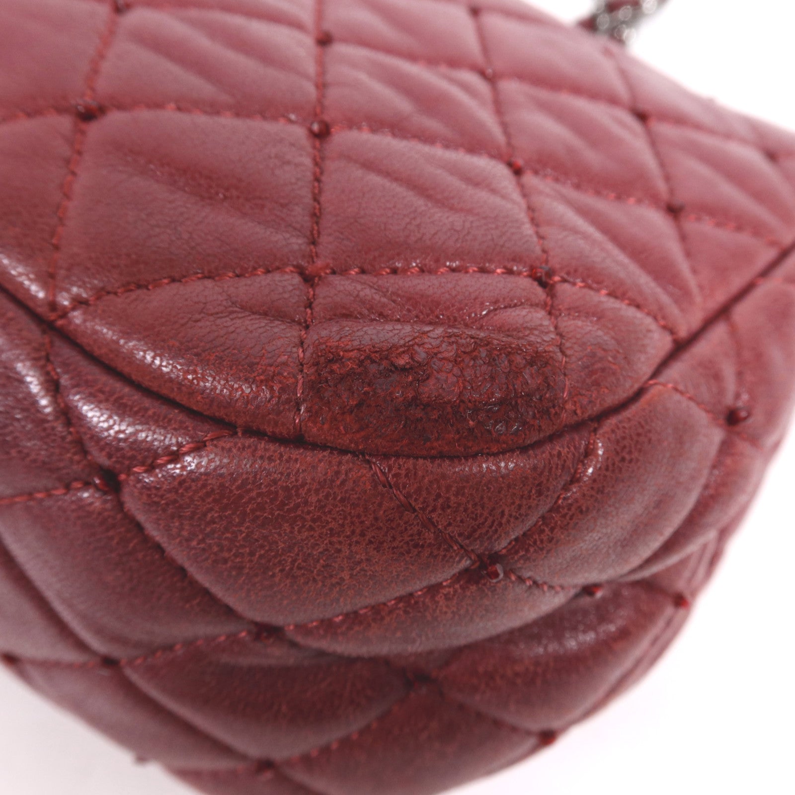 CHANEL 牛皮皮革Chain Shoulder銀扣鏈帶肩背袋