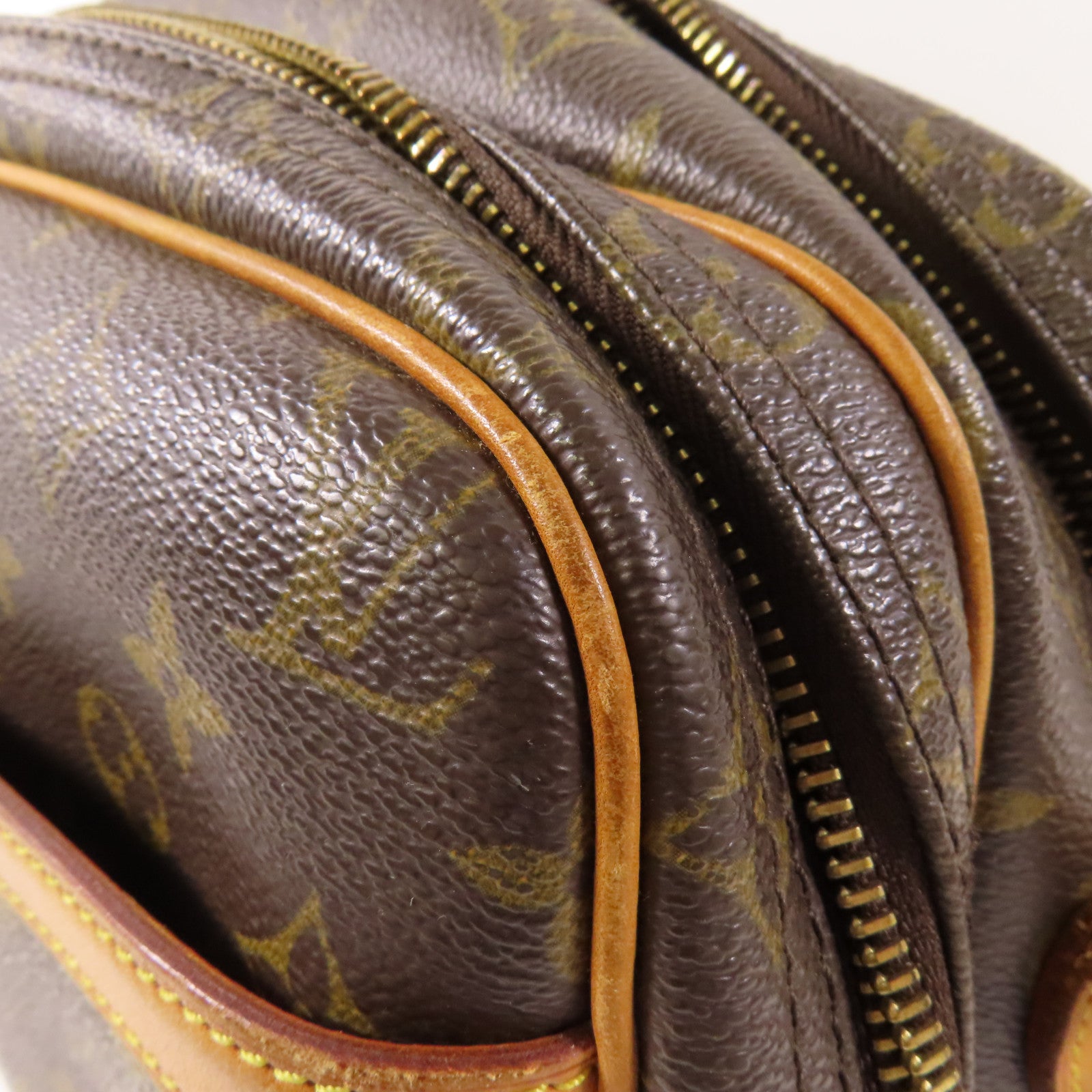 LOUIS VUITTON Monogram Reporter PM金扣肩背袋棕色