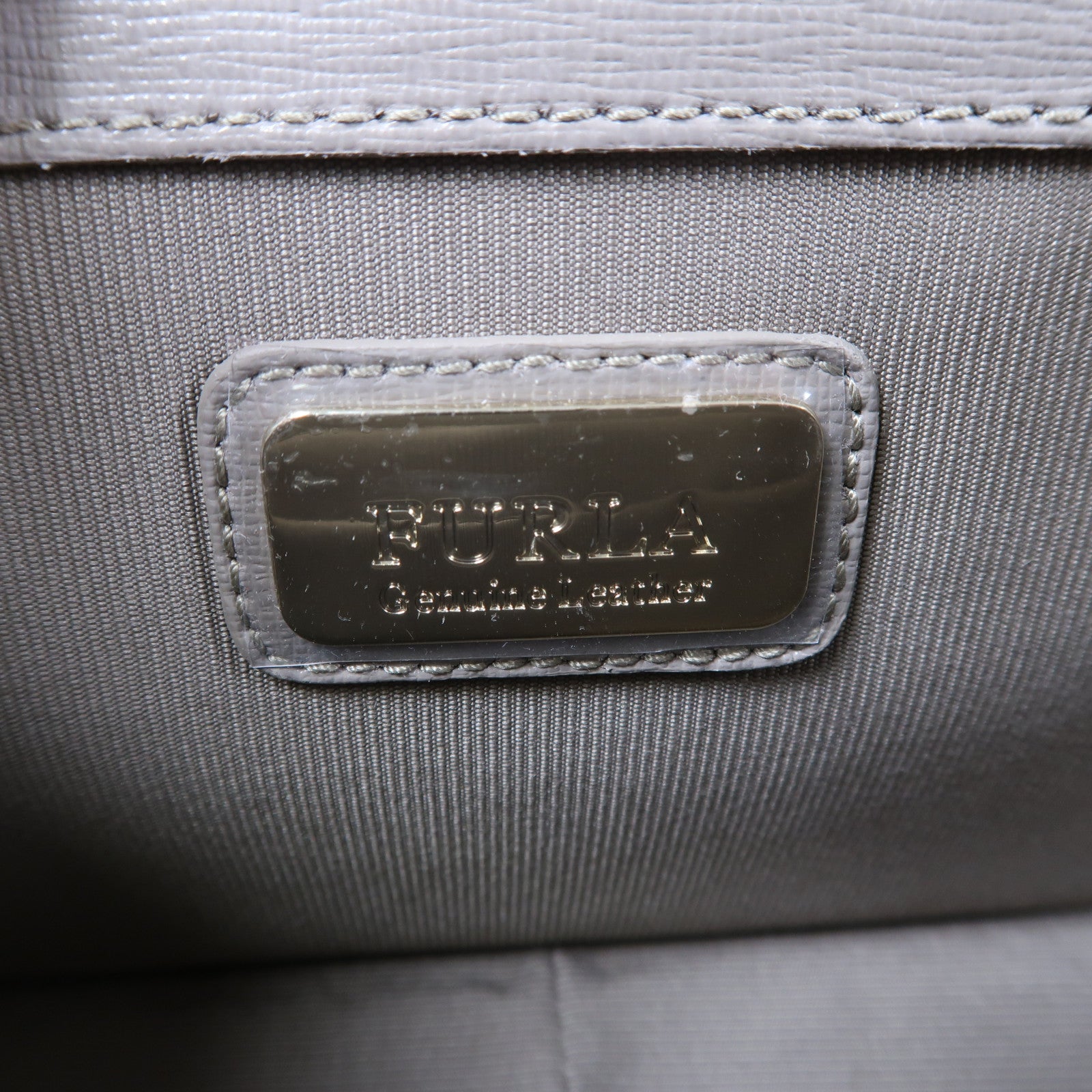 Furla 牛皮皮革Chain Shoulder金扣鏈帶肩背袋灰色
