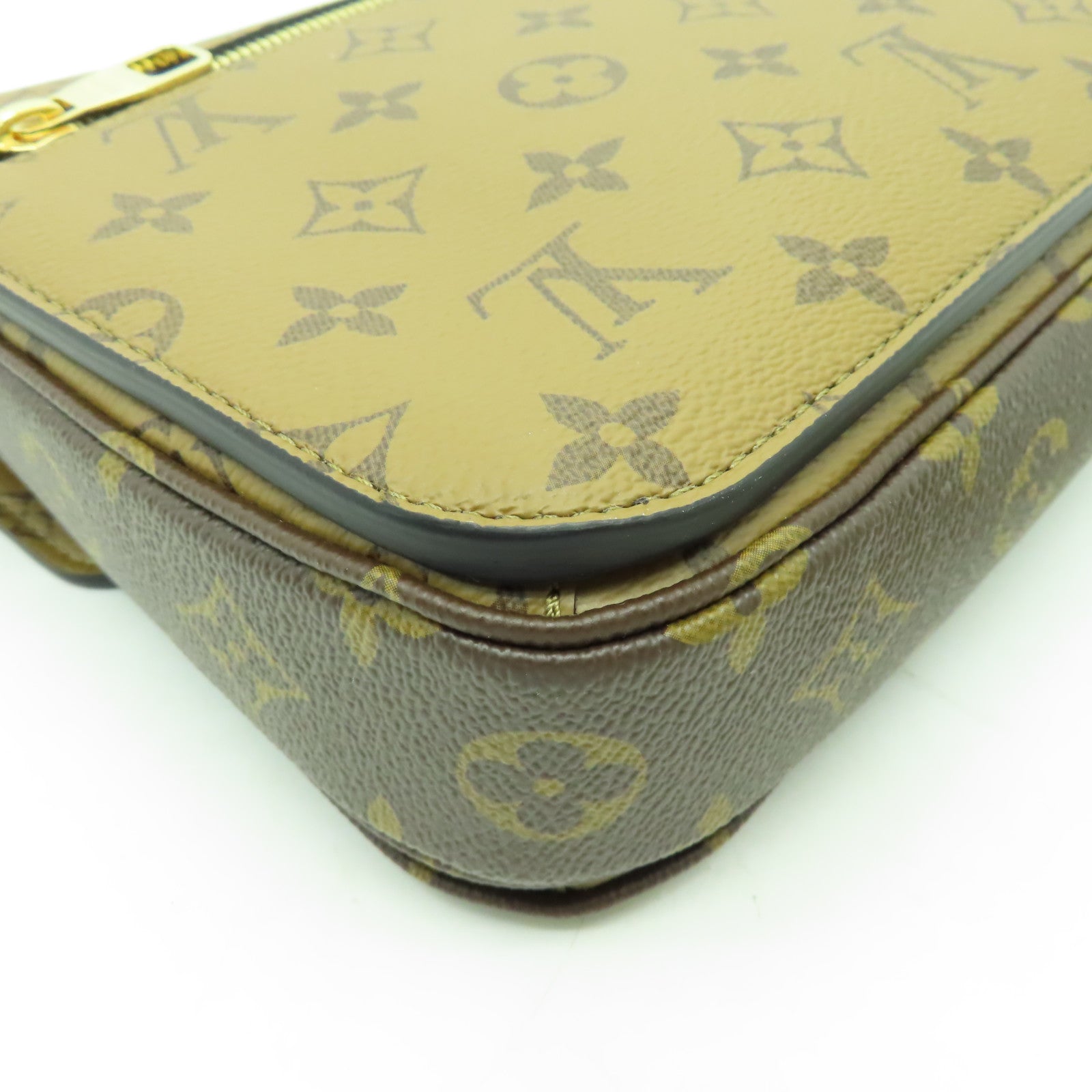 LOUIS VUITTON Monogram Reverse Pochette Metis金扣手挽肩背兩用袋啡色