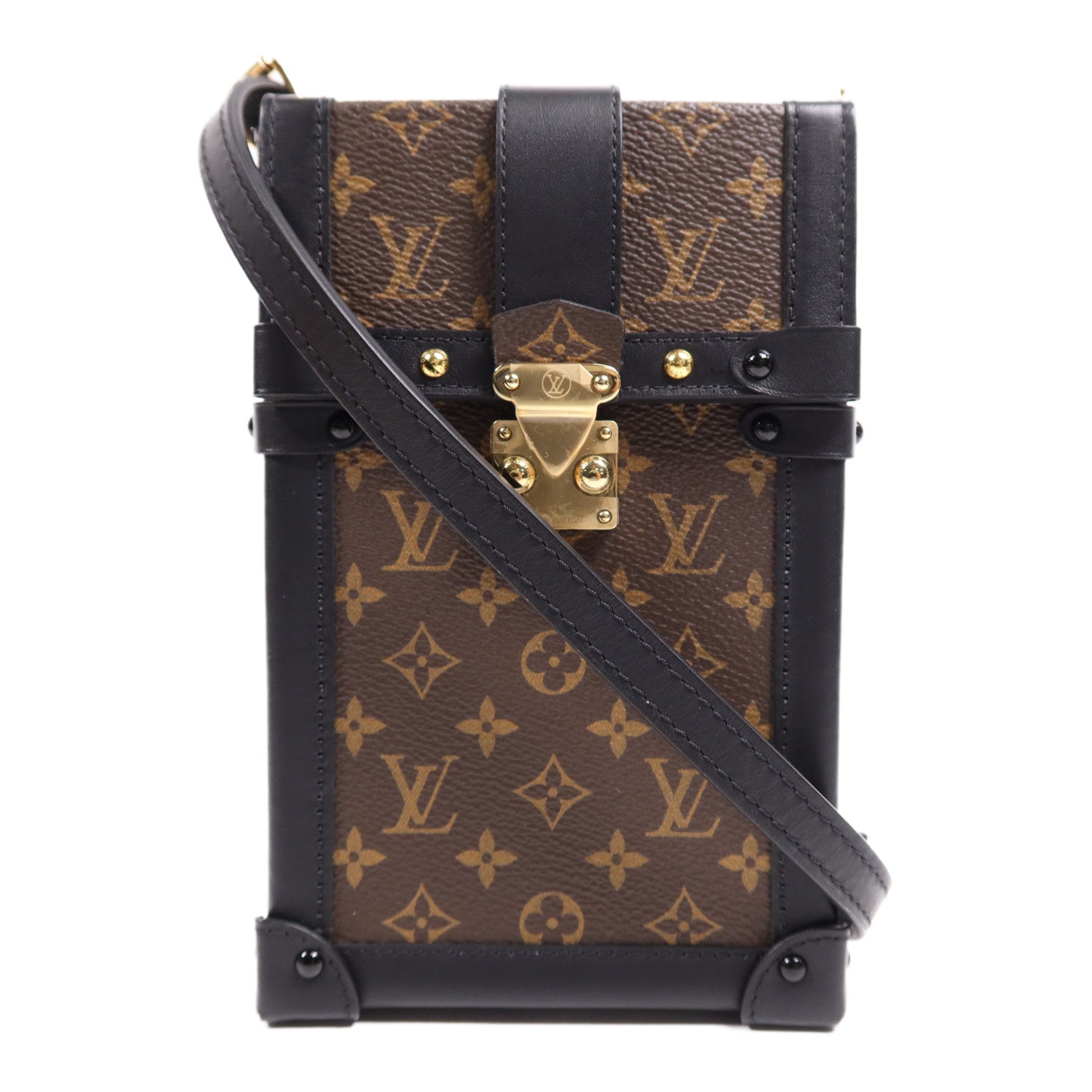 LOUIS VUITTON Monogram Pochette Trunk Vertical金扣鏈帶肩背袋