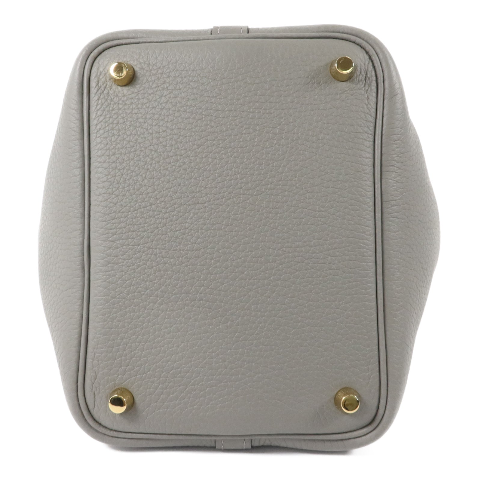 HERMES Clemence皮革Picotin PM手挽袋Gris Meyer