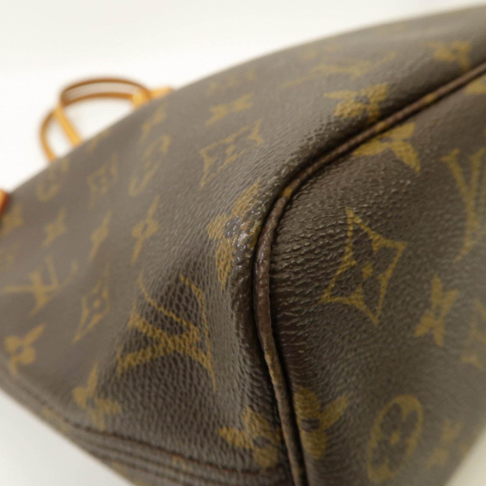 LOUIS VUITTON Monogram Neverfull PM金扣手挽袋啡色