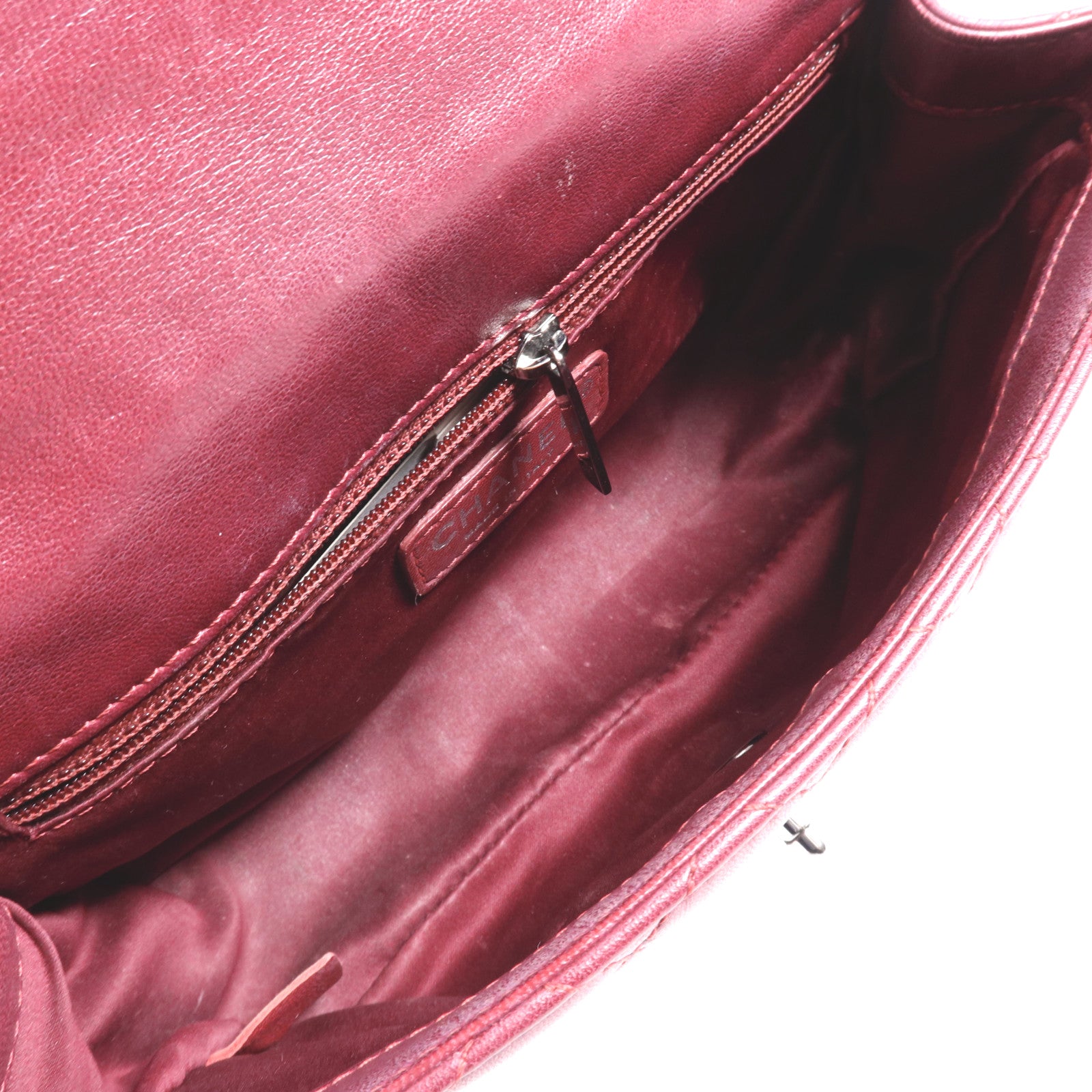 CHANEL 牛皮皮革Chain Shoulder銀扣鏈帶肩背袋