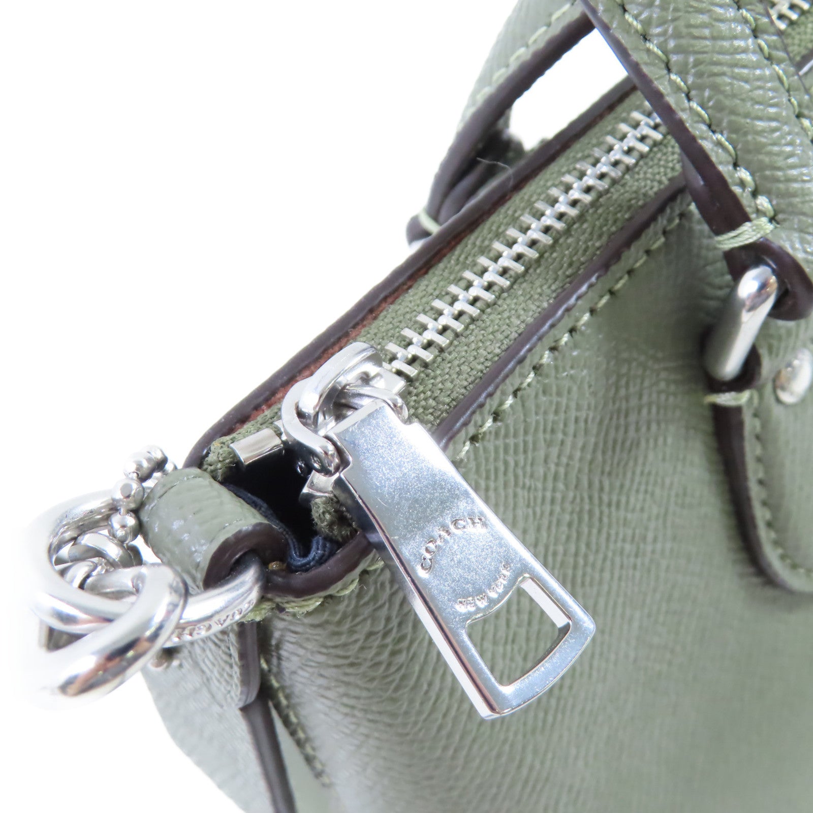 COACH 塗層皮革Mini Gallery Crossbody Bag銀扣手挽肩背袋兩用袋鼠尾草色