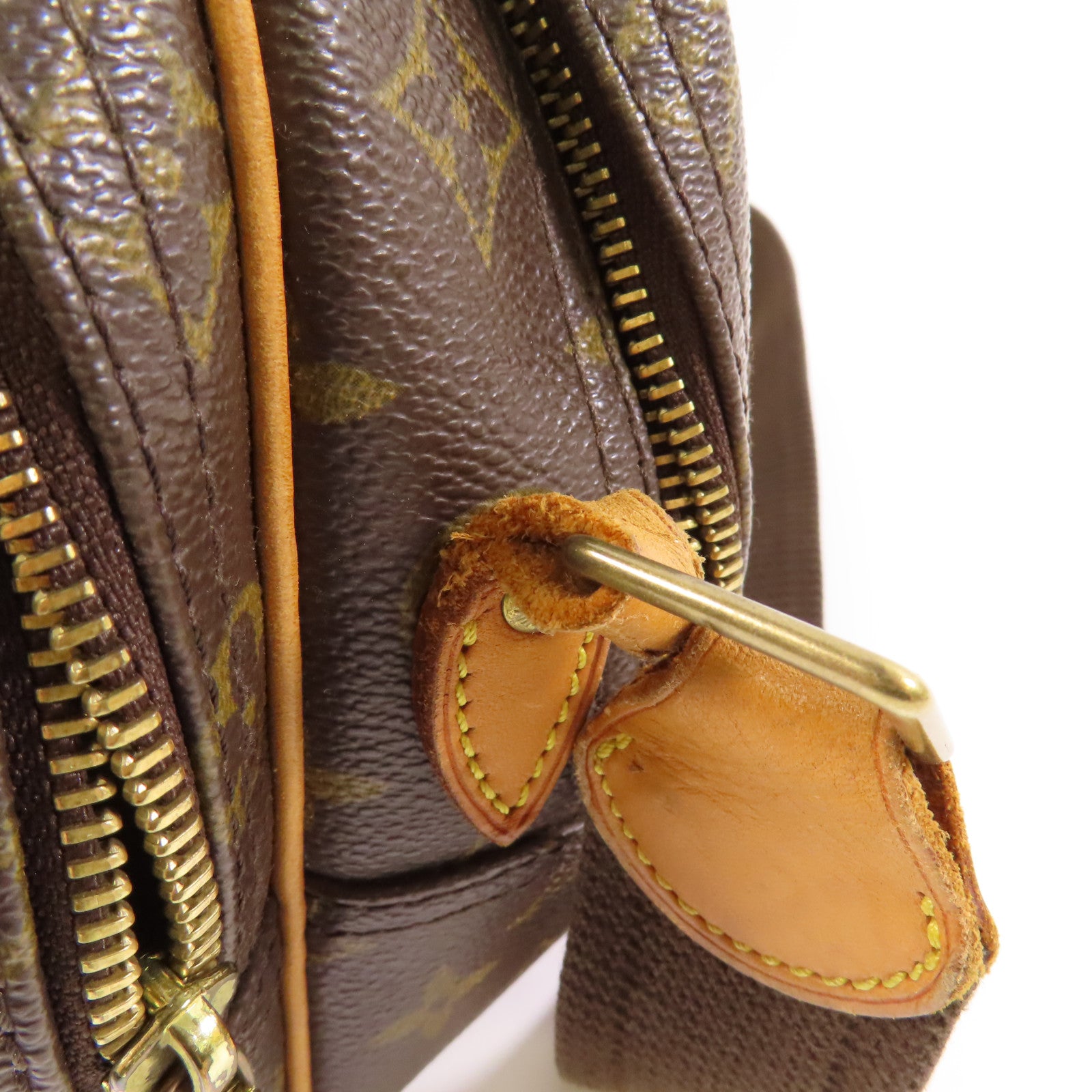 LOUIS VUITTON Monogram Reporter PM金扣肩背袋棕色