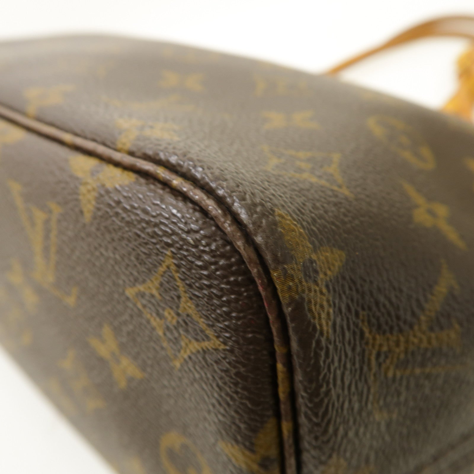 LOUIS VUITTON Monogram Neverfull PM金扣手挽袋啡色
