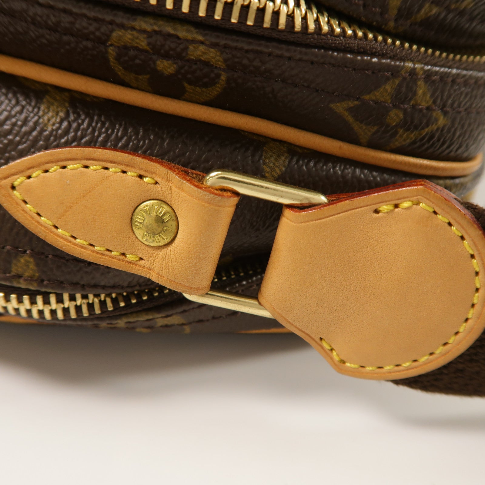 LOUIS VUITTON Monogram Reporter PM金扣肩背袋棕色