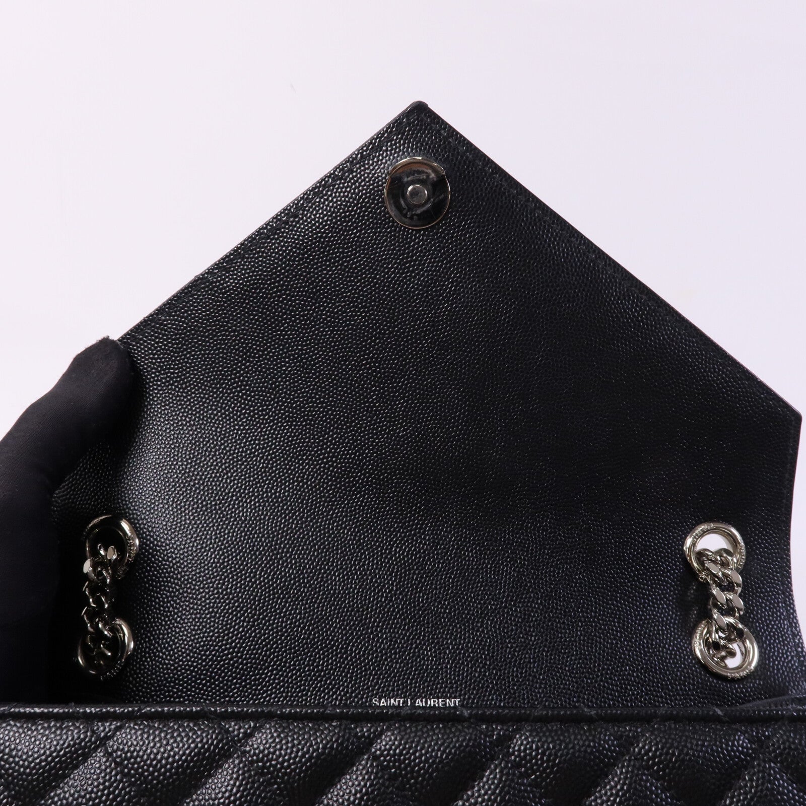 SAINT LAURENT 牛皮皮革Envelope Medium銀扣鏈帶肩背袋