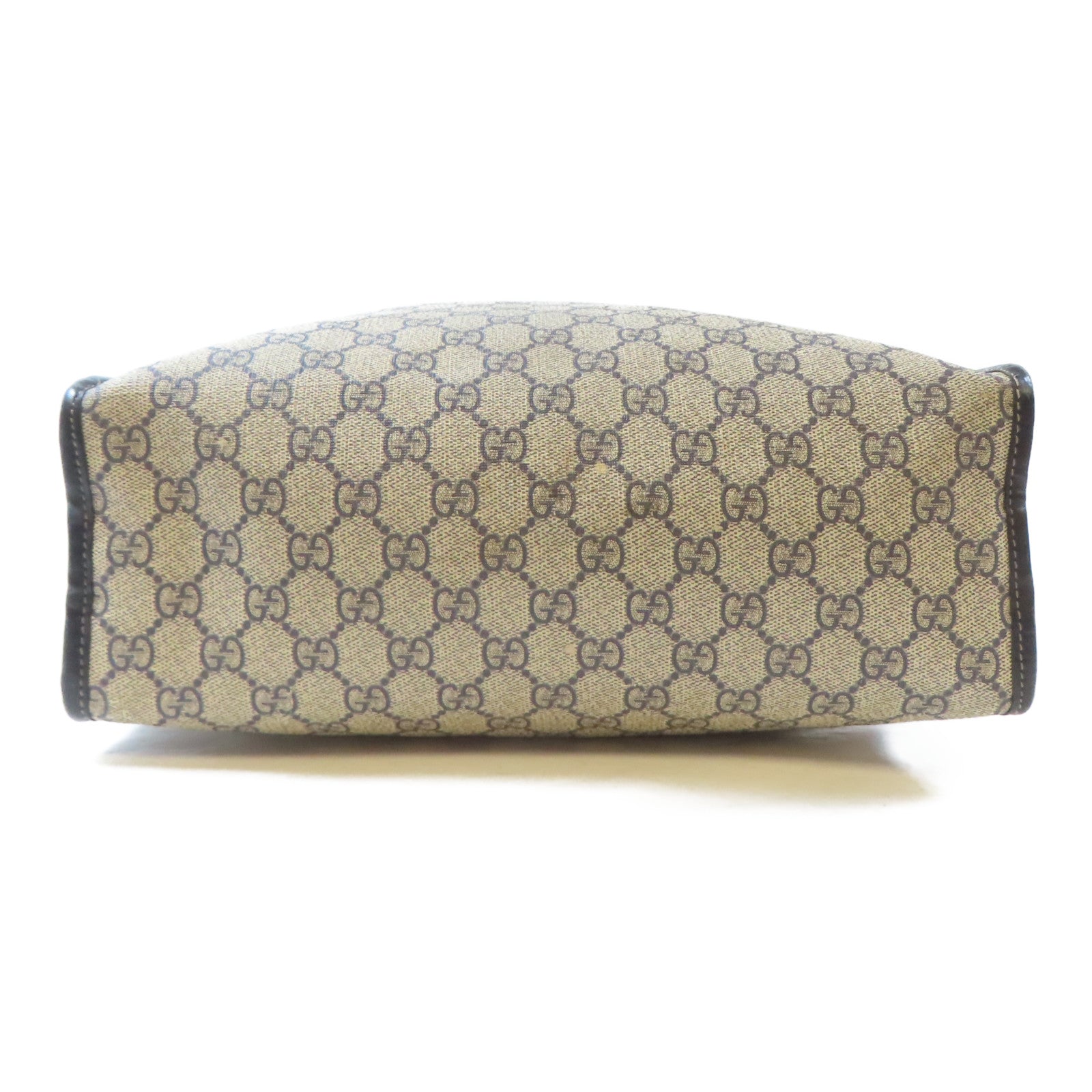GUCCI 塗層帆布Tote Bag銀扣手挽袋啡色/黑色