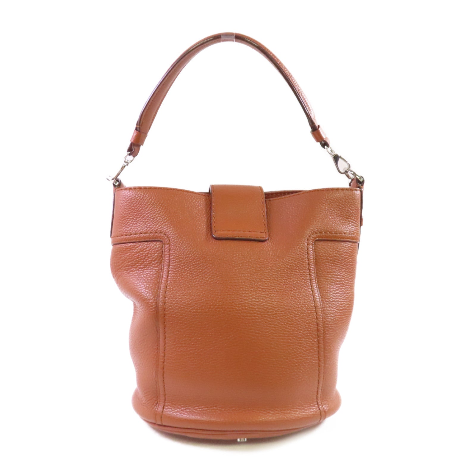 TOD'S 牛皮皮革2Way Shoulder Bag銀扣手挽肩背兩用袋啡色