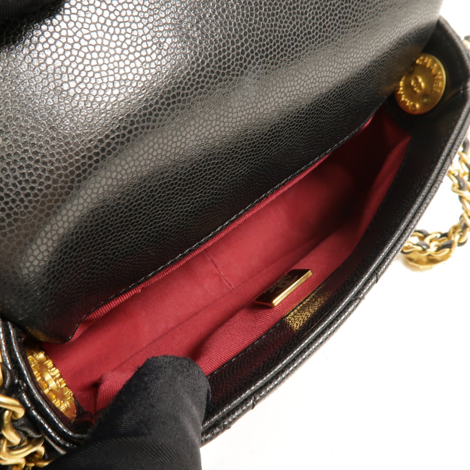 CHANEL 牛皮皮革Mini Flap Bag鏈帶肩背袋