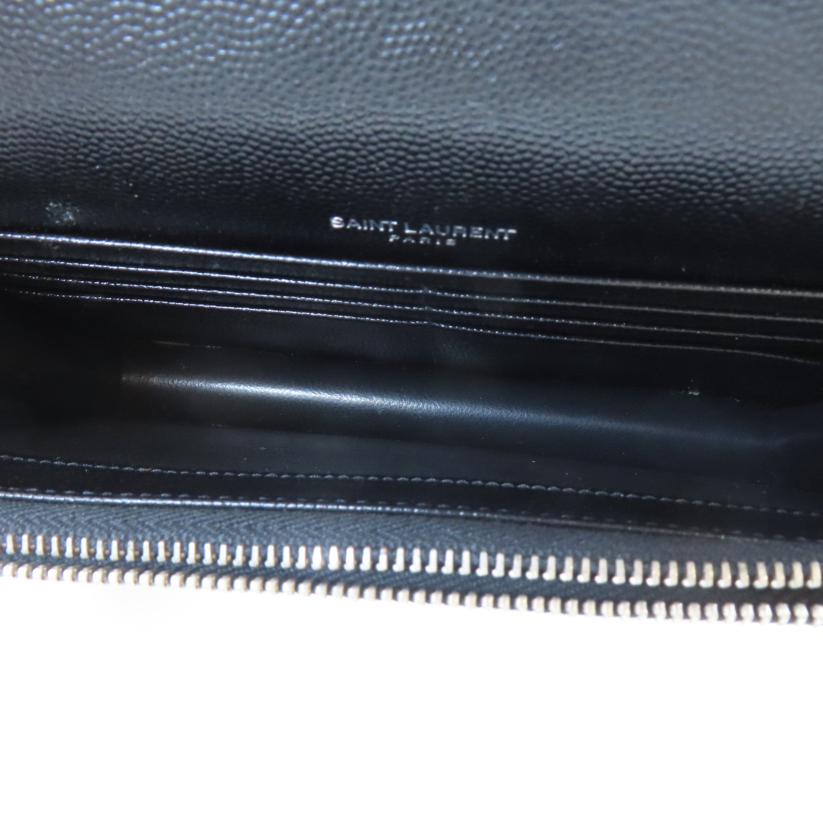 SAINT LAURENT 牛皮皮革Cassandra銀扣鏈帶肩背袋黑色