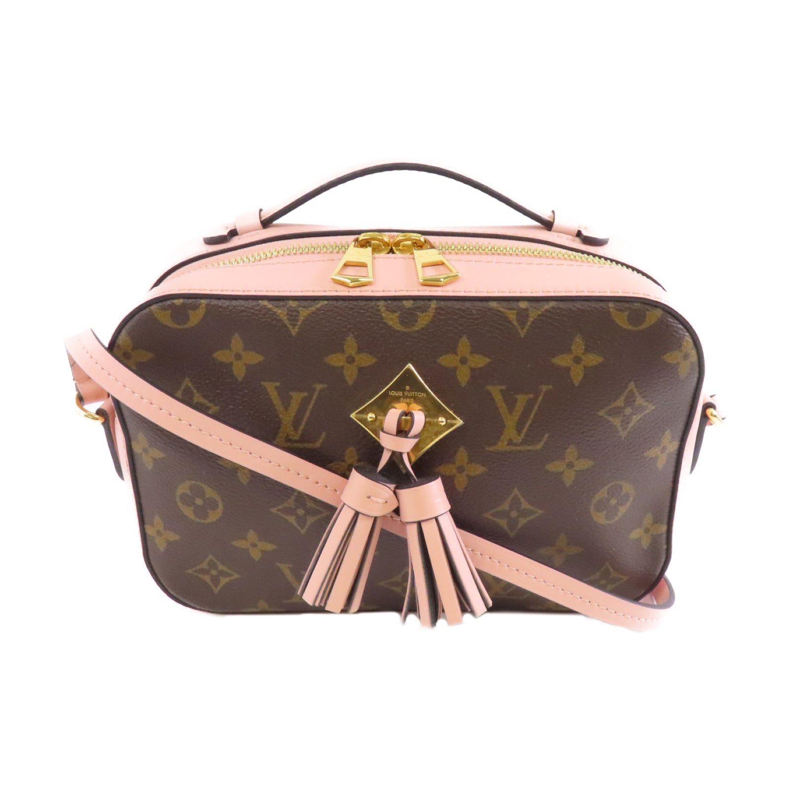 LOUIS VUITTON Monogram Saintonge金扣肩背袋啡色/粉紅色