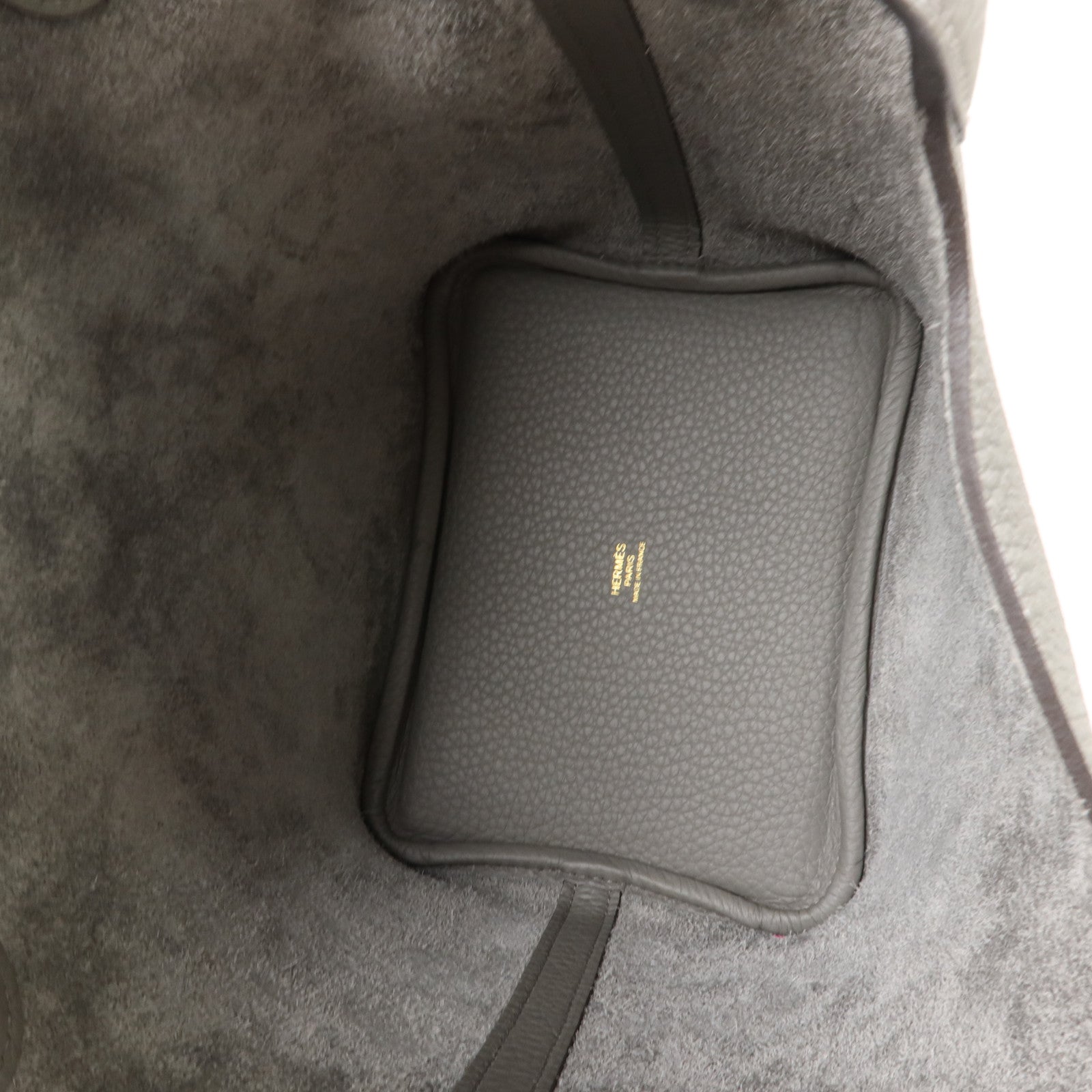 HERMES Clemence皮革Picotin PM手挽袋Gris Meyer