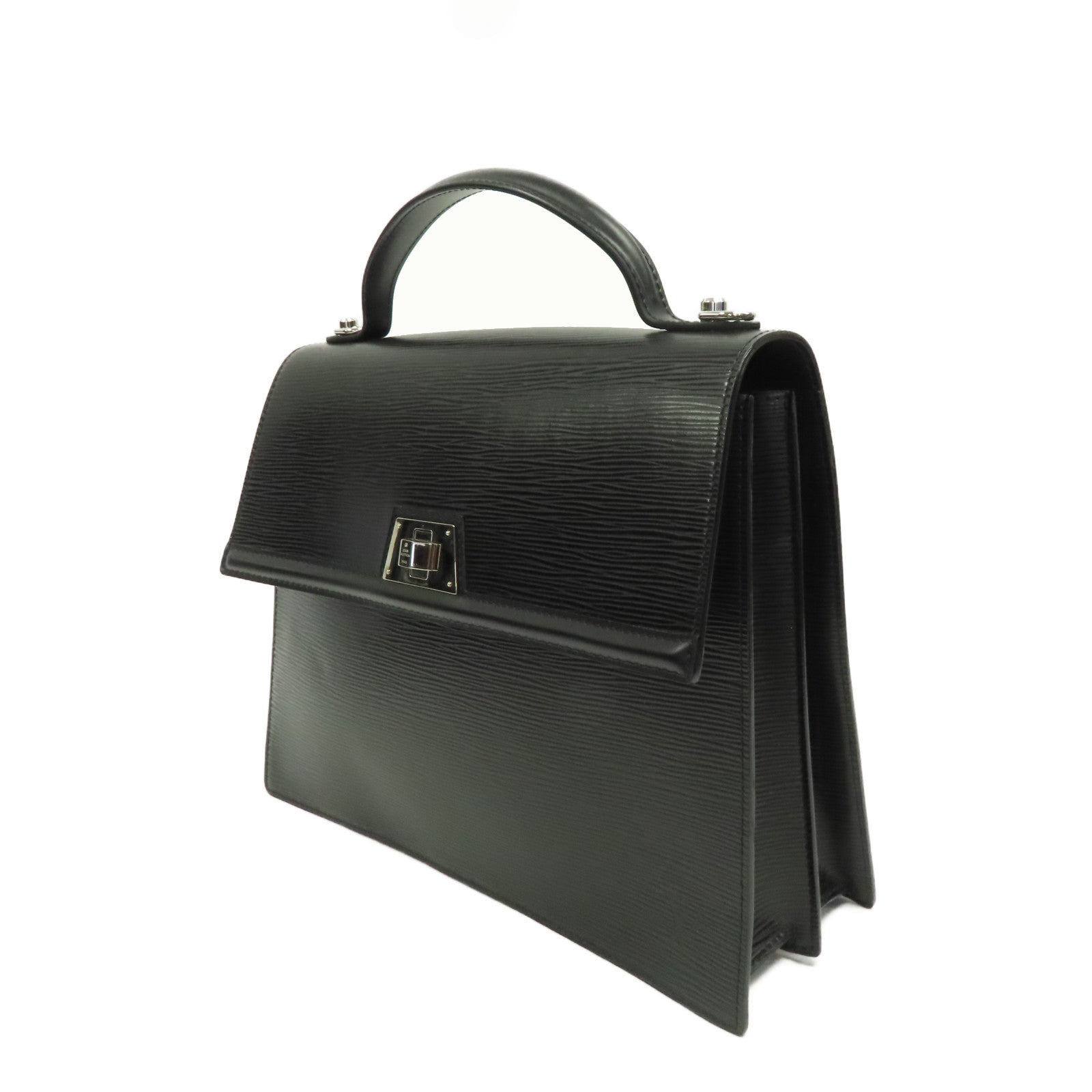 LOUIS VUITTON Epi Sevigne PM銀扣手挽肩背兩用袋黑色