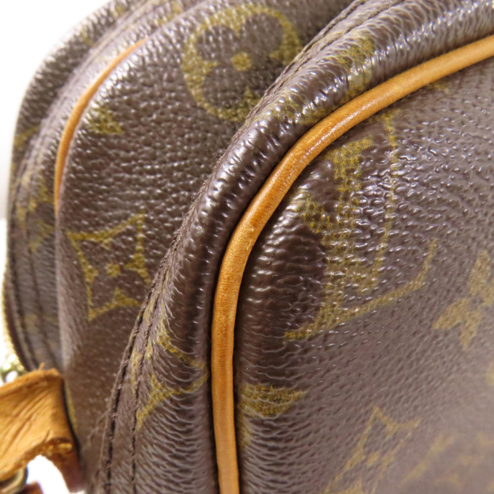 LOUIS VUITTON Monogram Reporter PM金扣肩背袋棕色