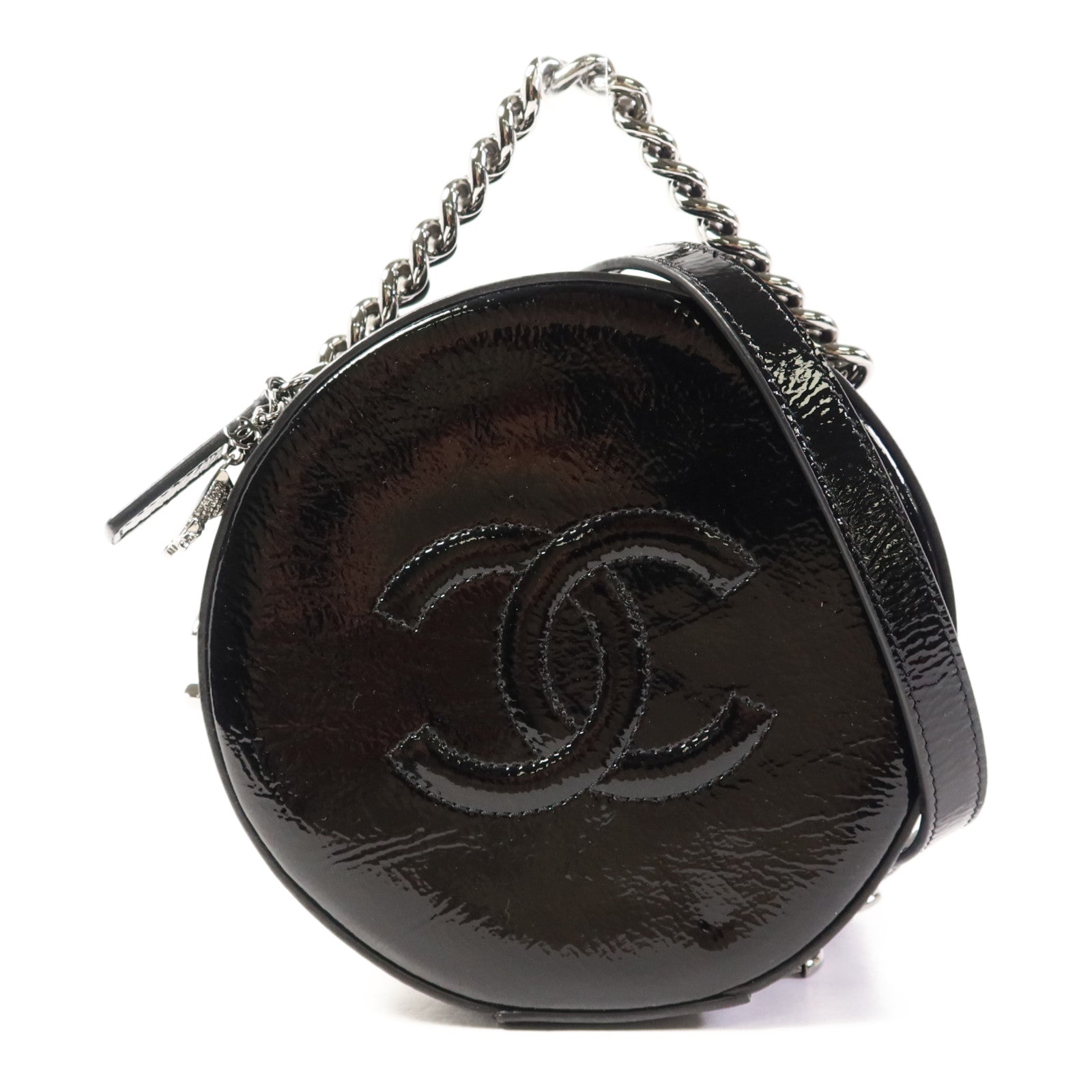 CHANEL 【激減優惠】漆皮皮革Chain Shoulder Bag銀扣手挽肩背兩用袋