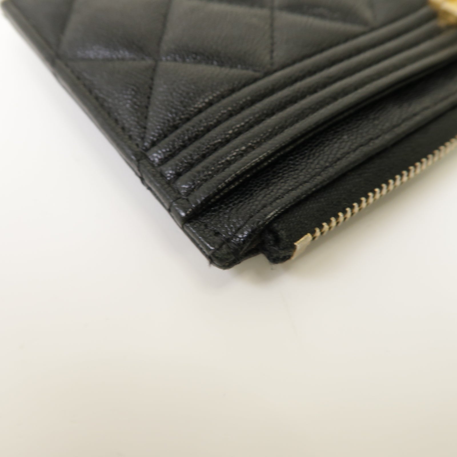 CHANEL Caviar皮革Boy Clutch Bag金扣手拿包黒色