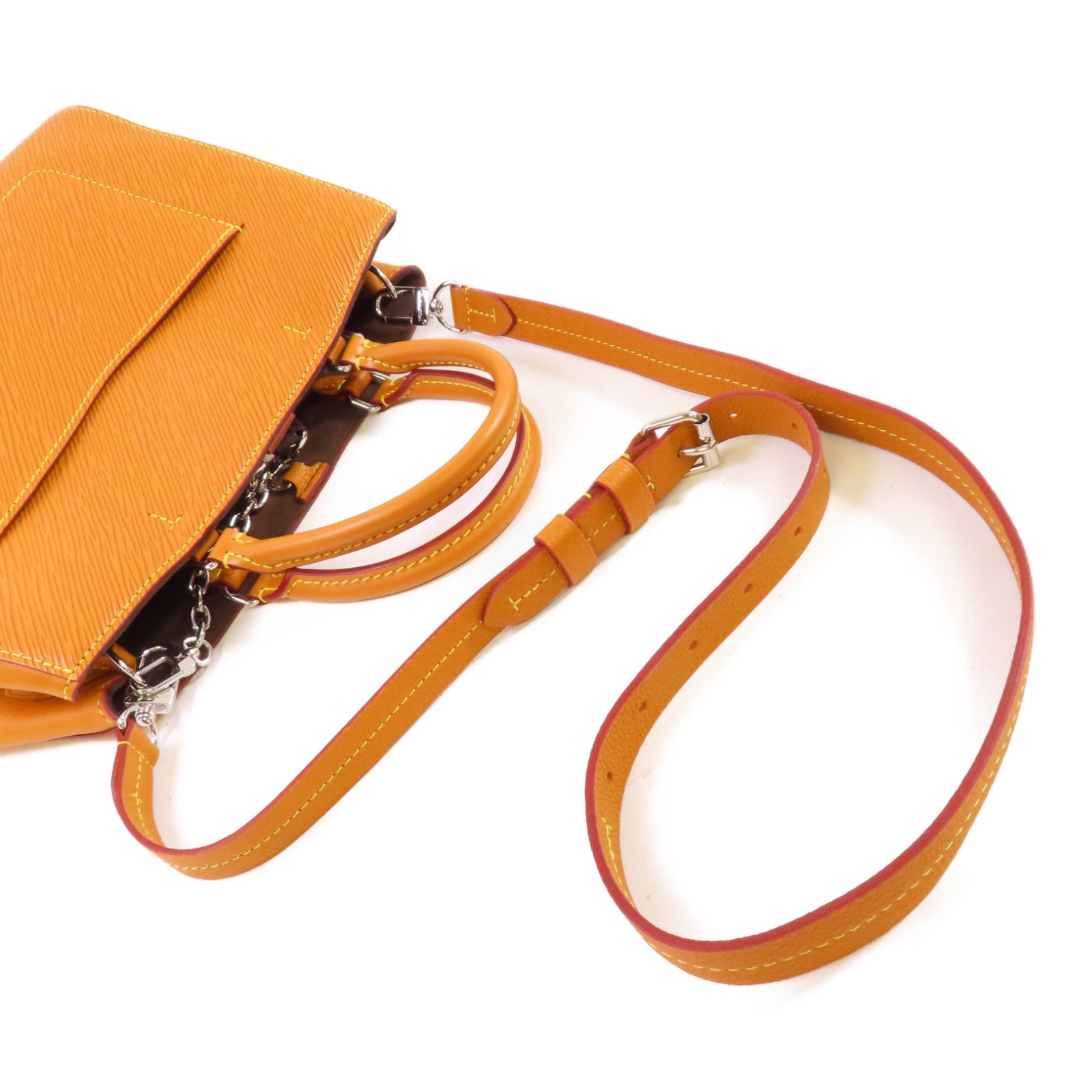 LOUIS VUITTON Epi Marelle Tote MM 2Way Shoulder Bag銀扣手挽肩背兩用袋啡色